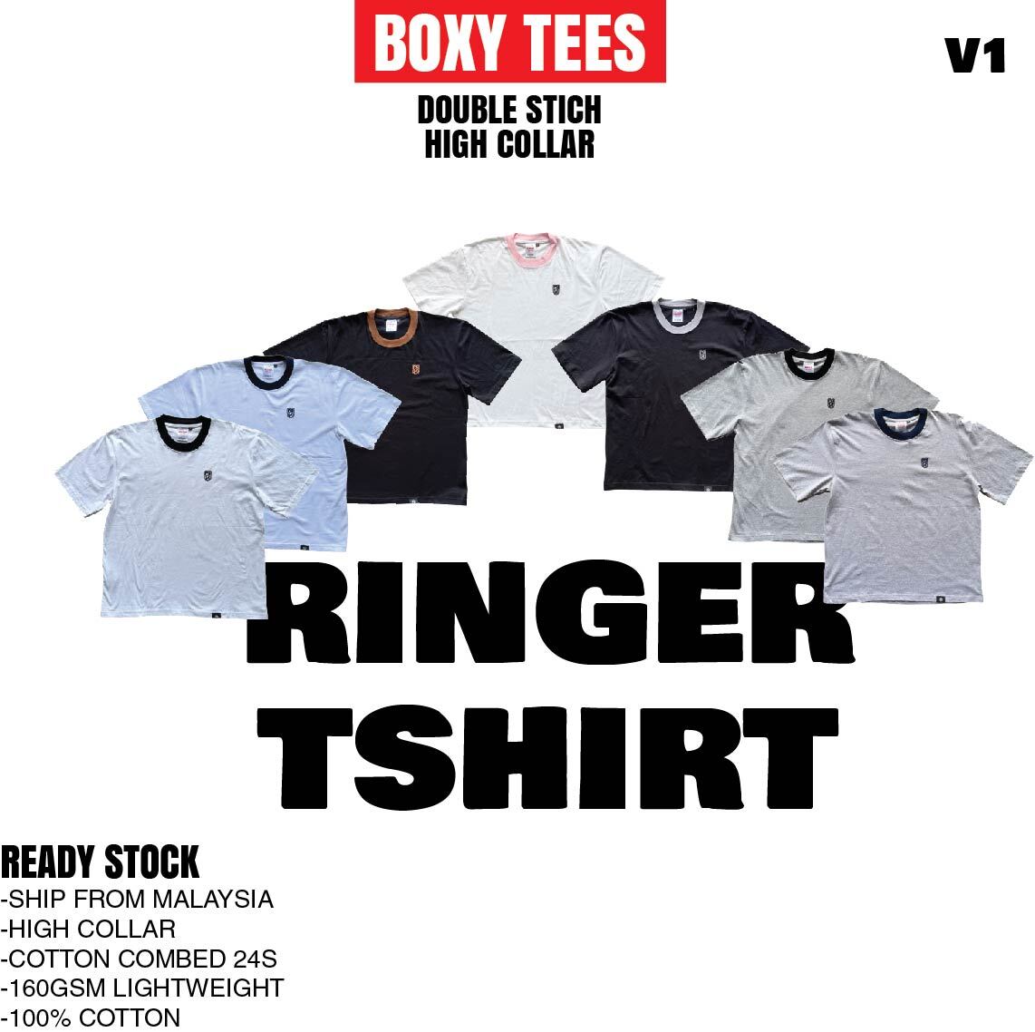 POSTER V1 RINGER TEES 160GSM