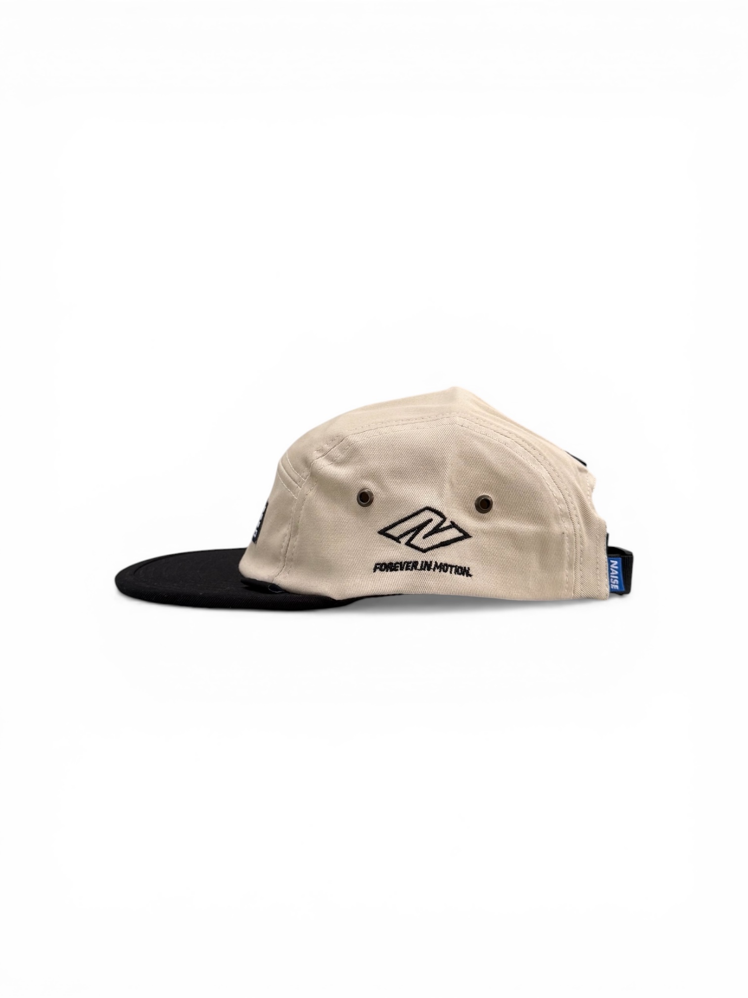 N LOGO 5 PANEL CAMP CAP CREAM BLACK 3