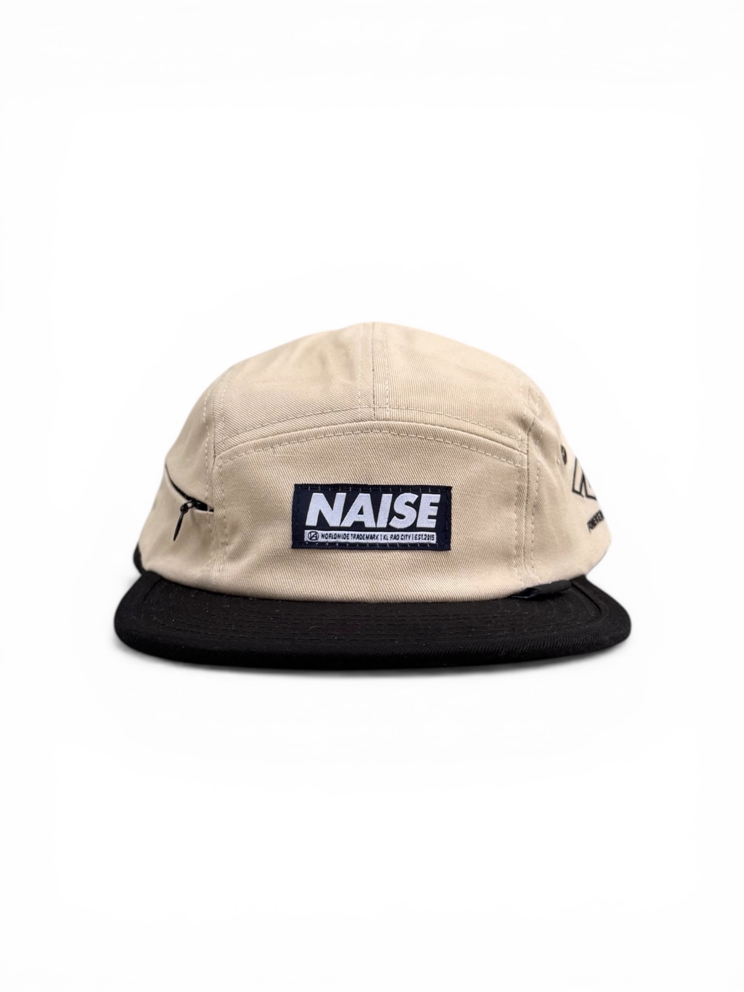 N LOGO 5 PANEL CAMP CAP CREAM BLACK 1