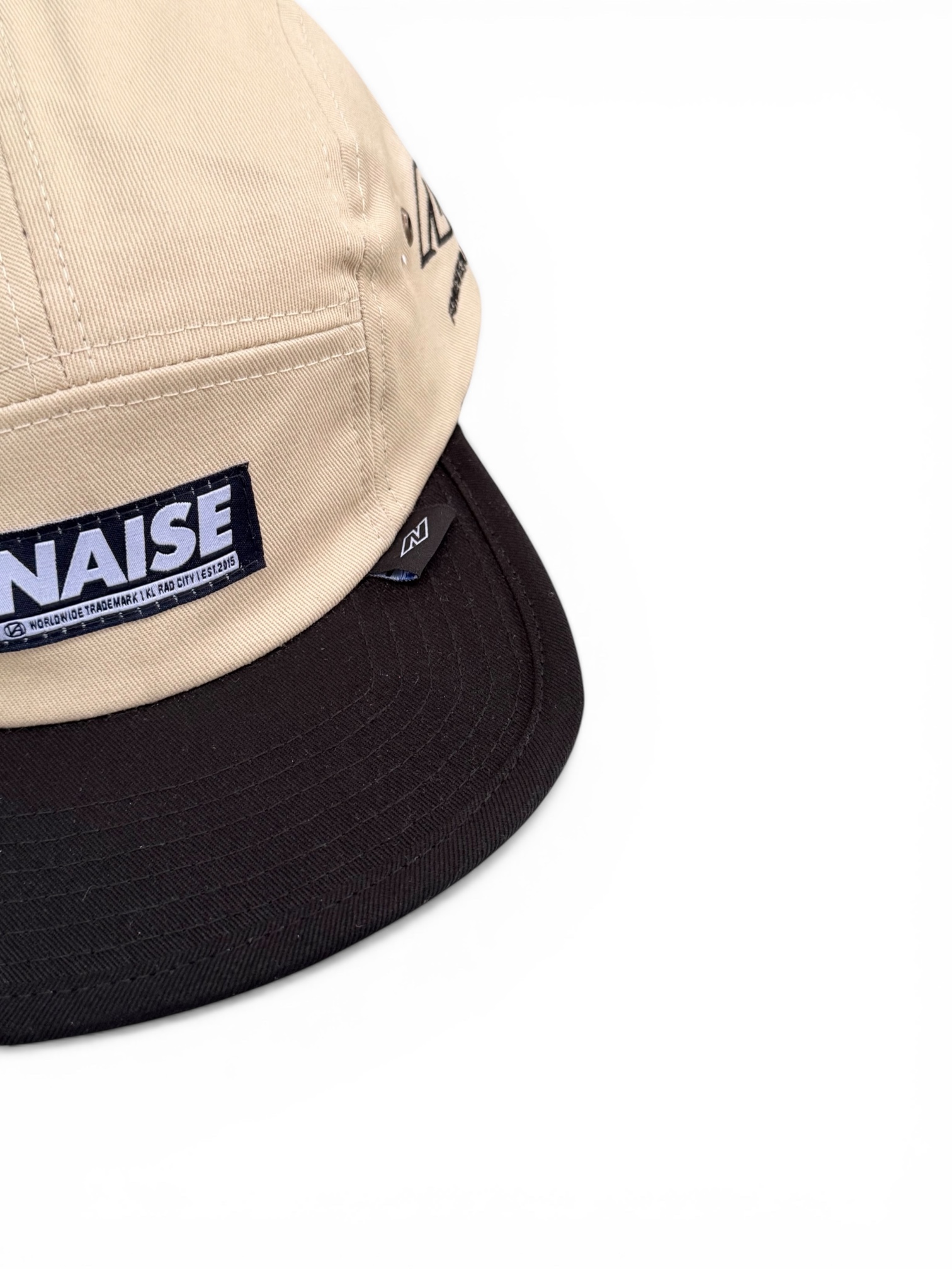 N LOGO 5 PANEL CAMP CAP CREAM BLACK 2