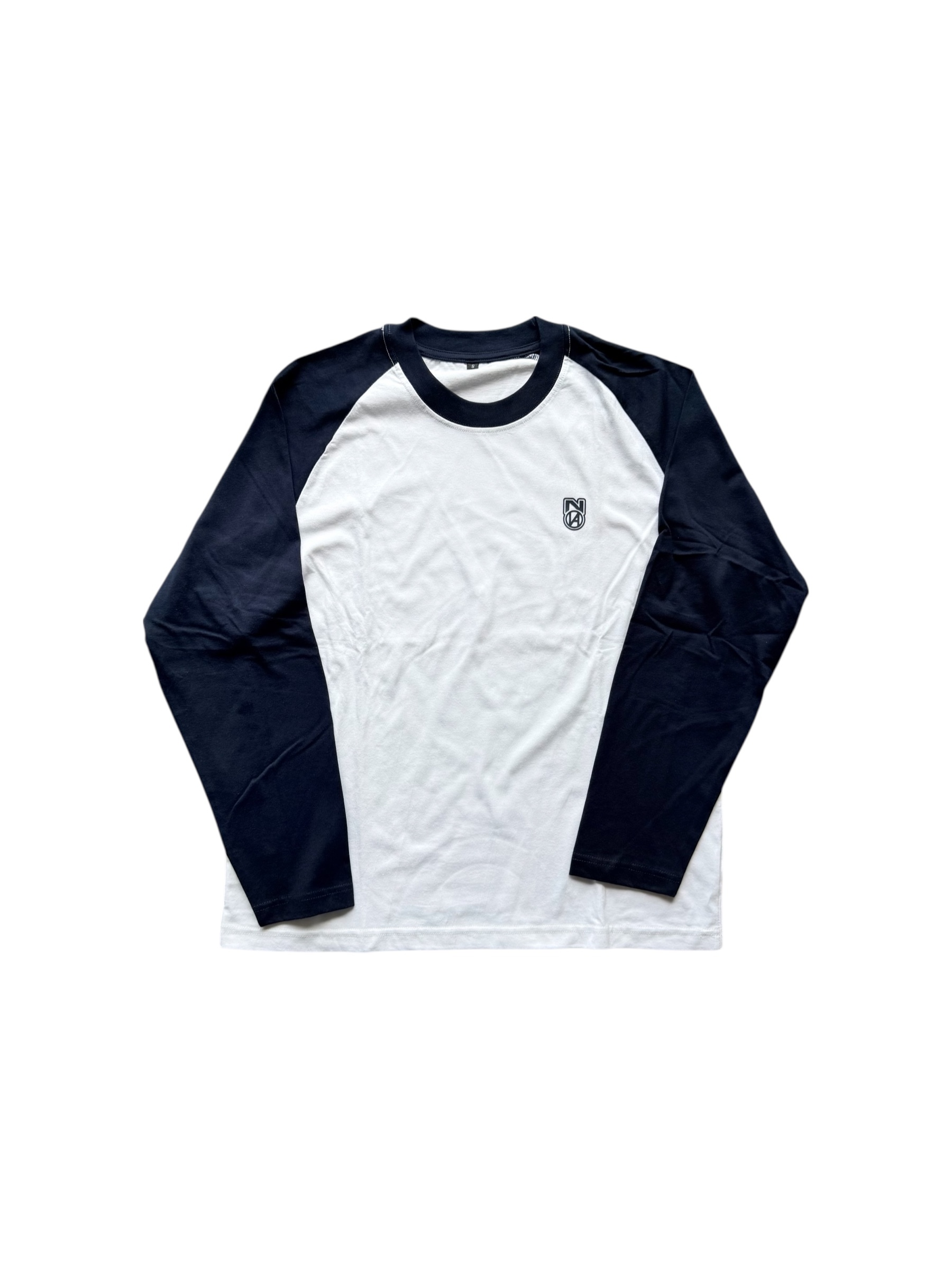 BASIC RAGLAN LONGSLEEVE WHITE NAVY BLUE 1
