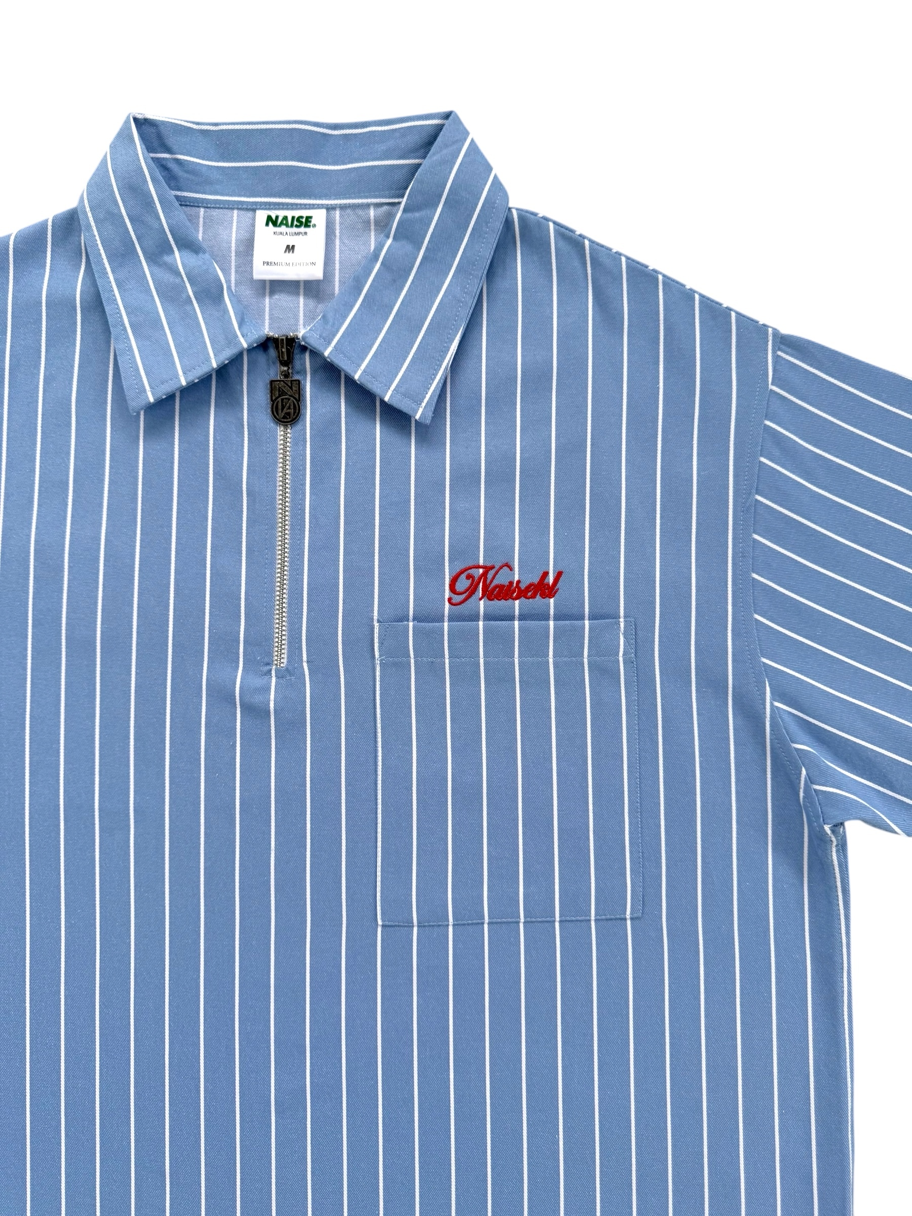 NAISEKL SCRIPT HALFZIP STRIPE SHIRT BLUE 2