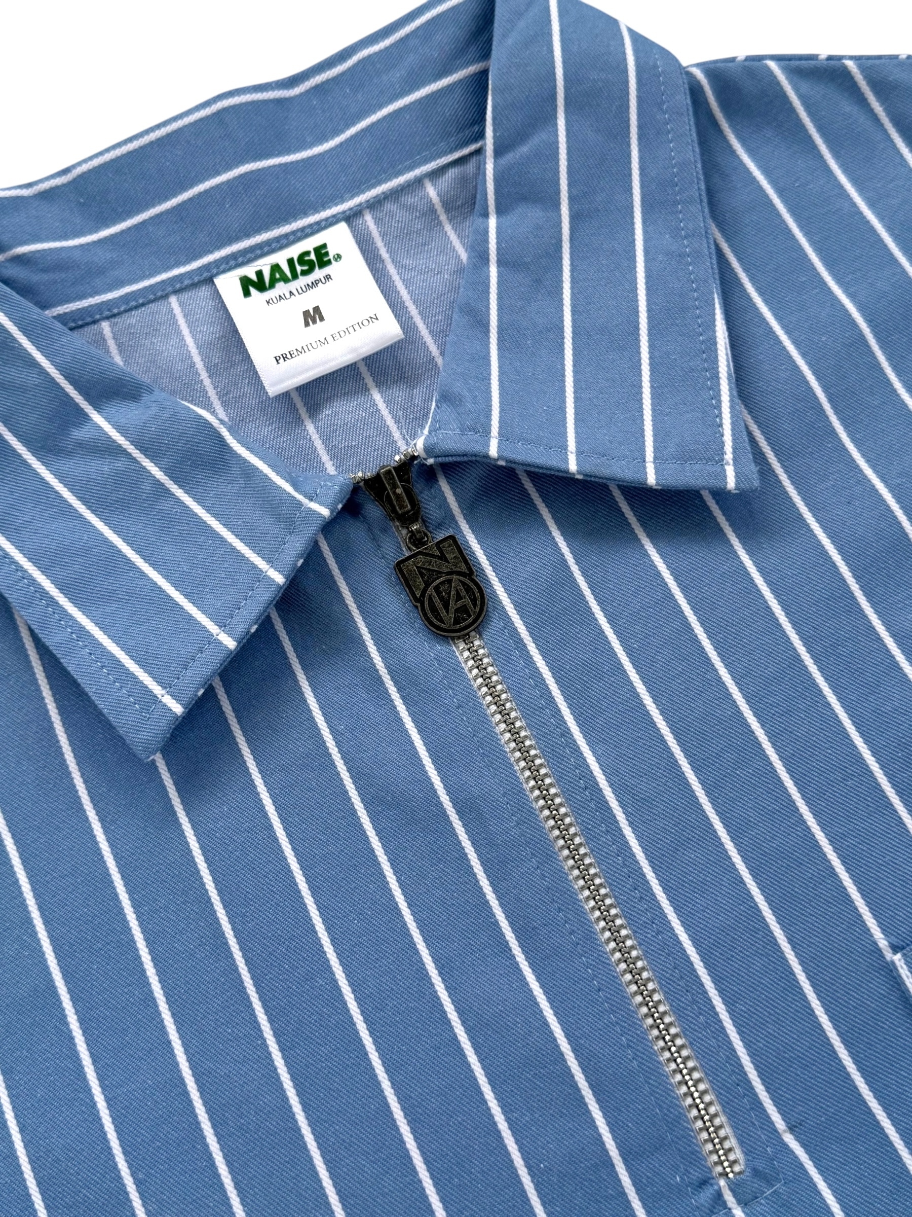 NAISEKL SCRIPT HALFZIP STRIPE SHIRT BLUE 3