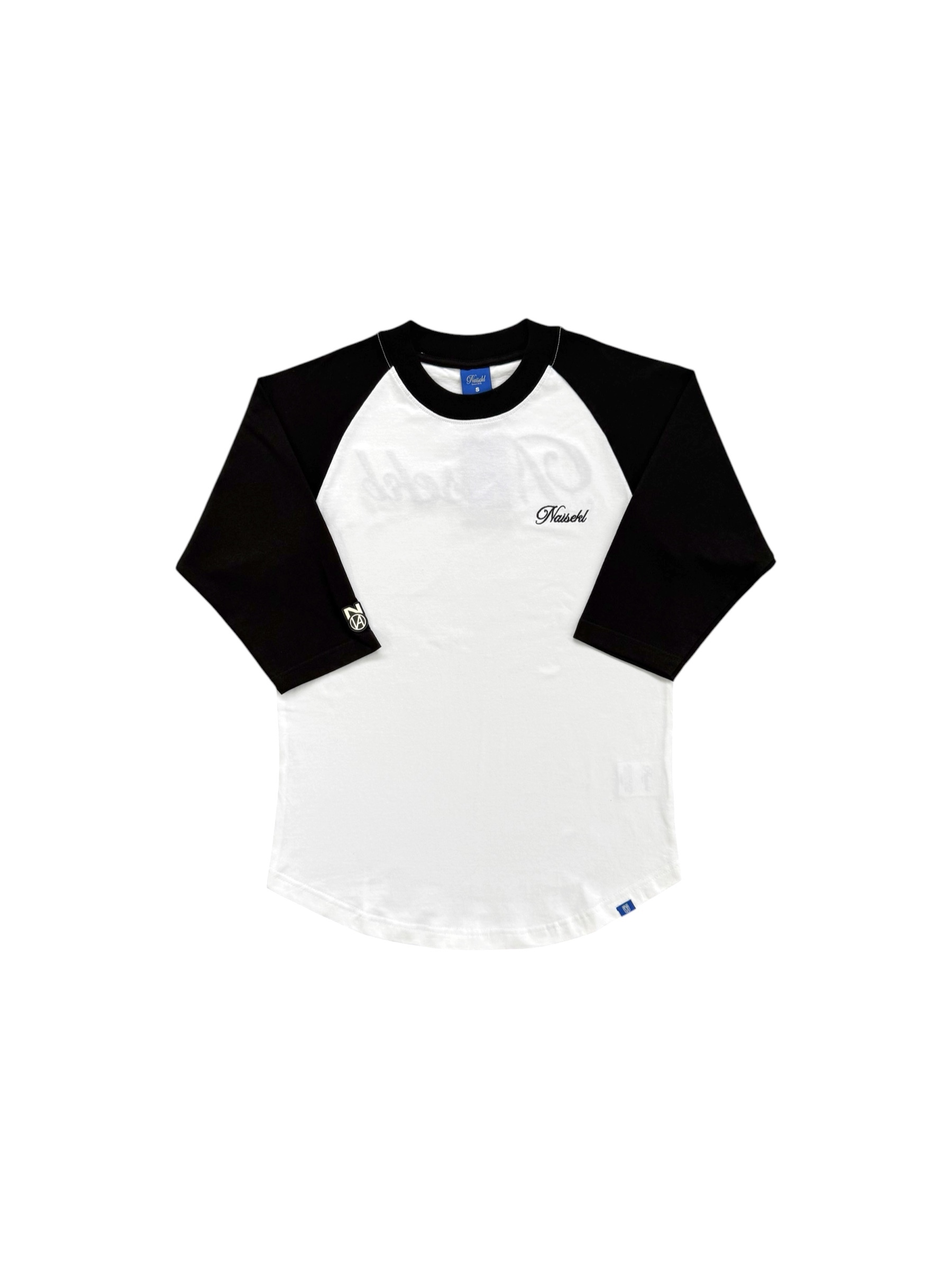 NAISEKL SCRIPT RAGLAN BLACK WHITE 1