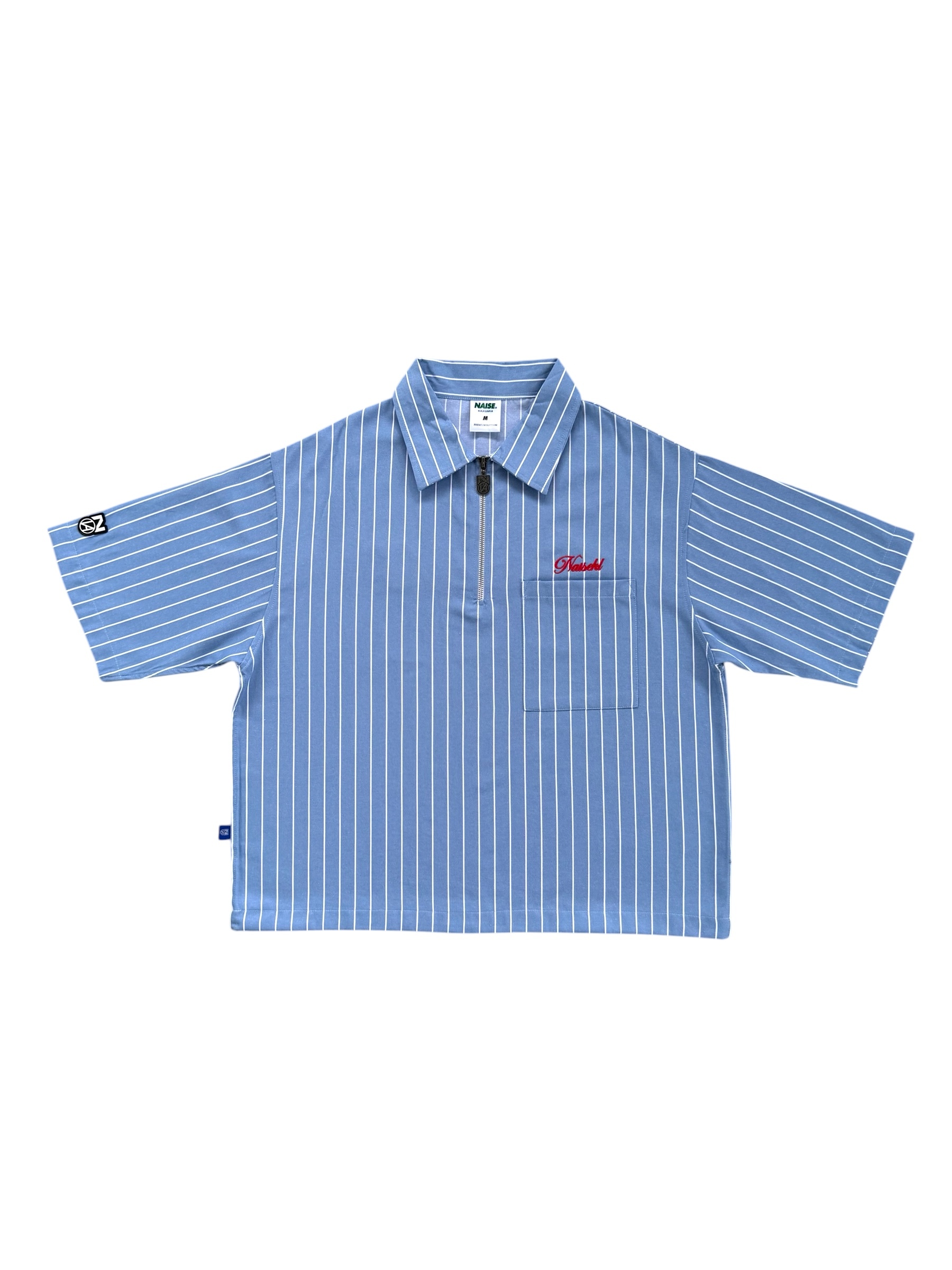 NAISEKL SCRIPT HALFZIP STRIPE SHIRT BLUE 1