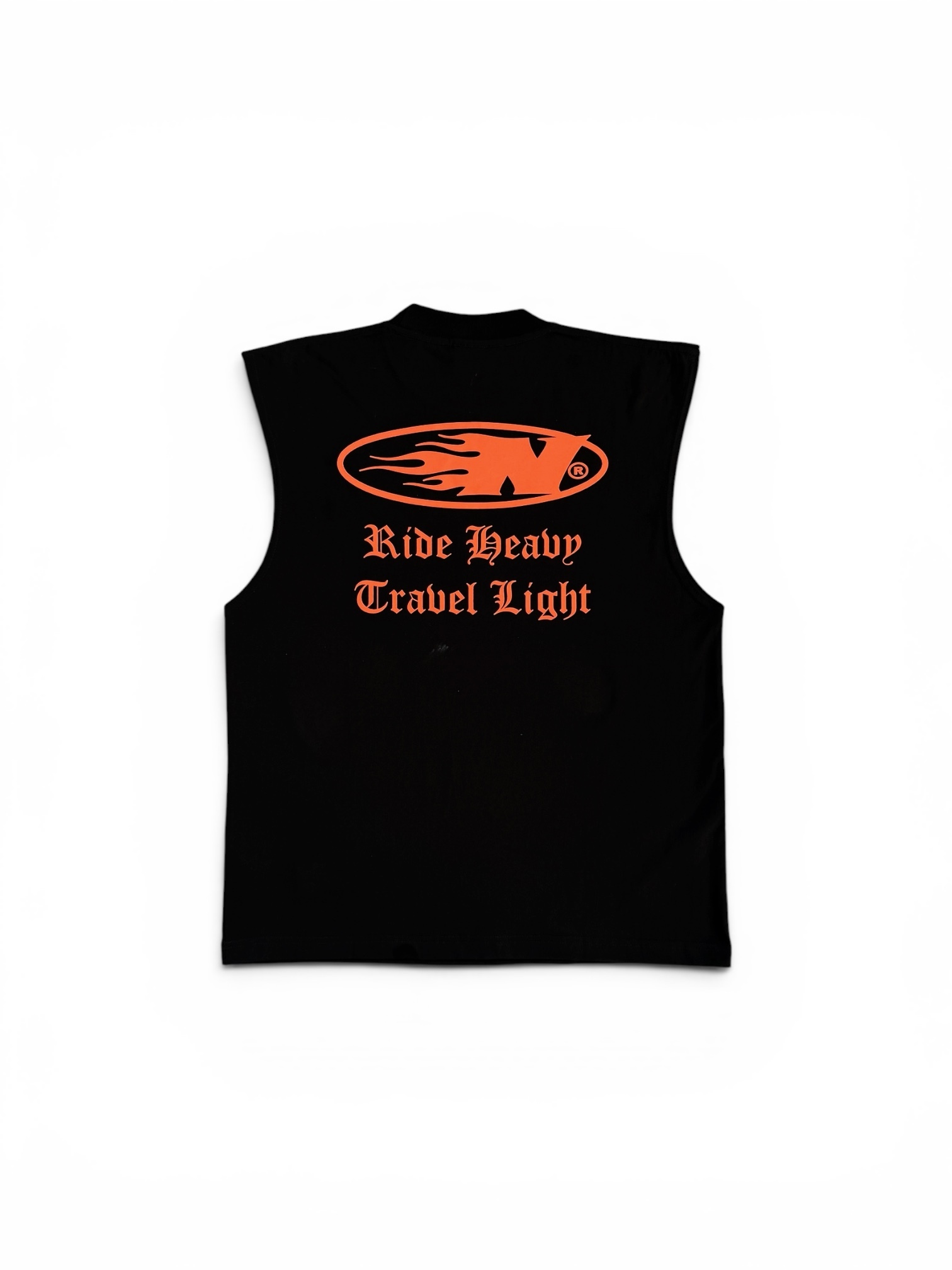 SLEEVELESS TEES BLACK ORANGE 2