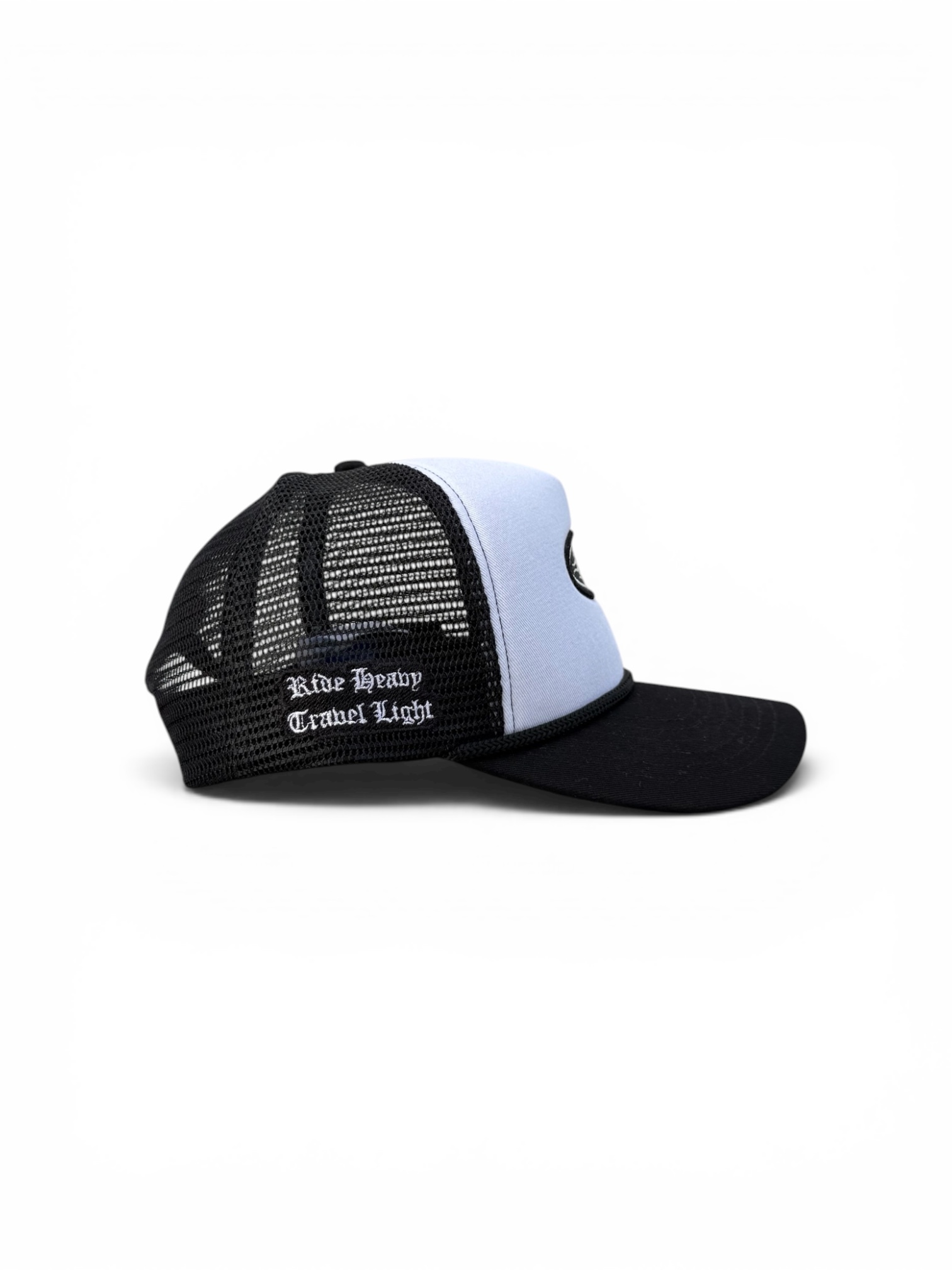 N FLAME TRUCKER CAP BLACK WHITE 2