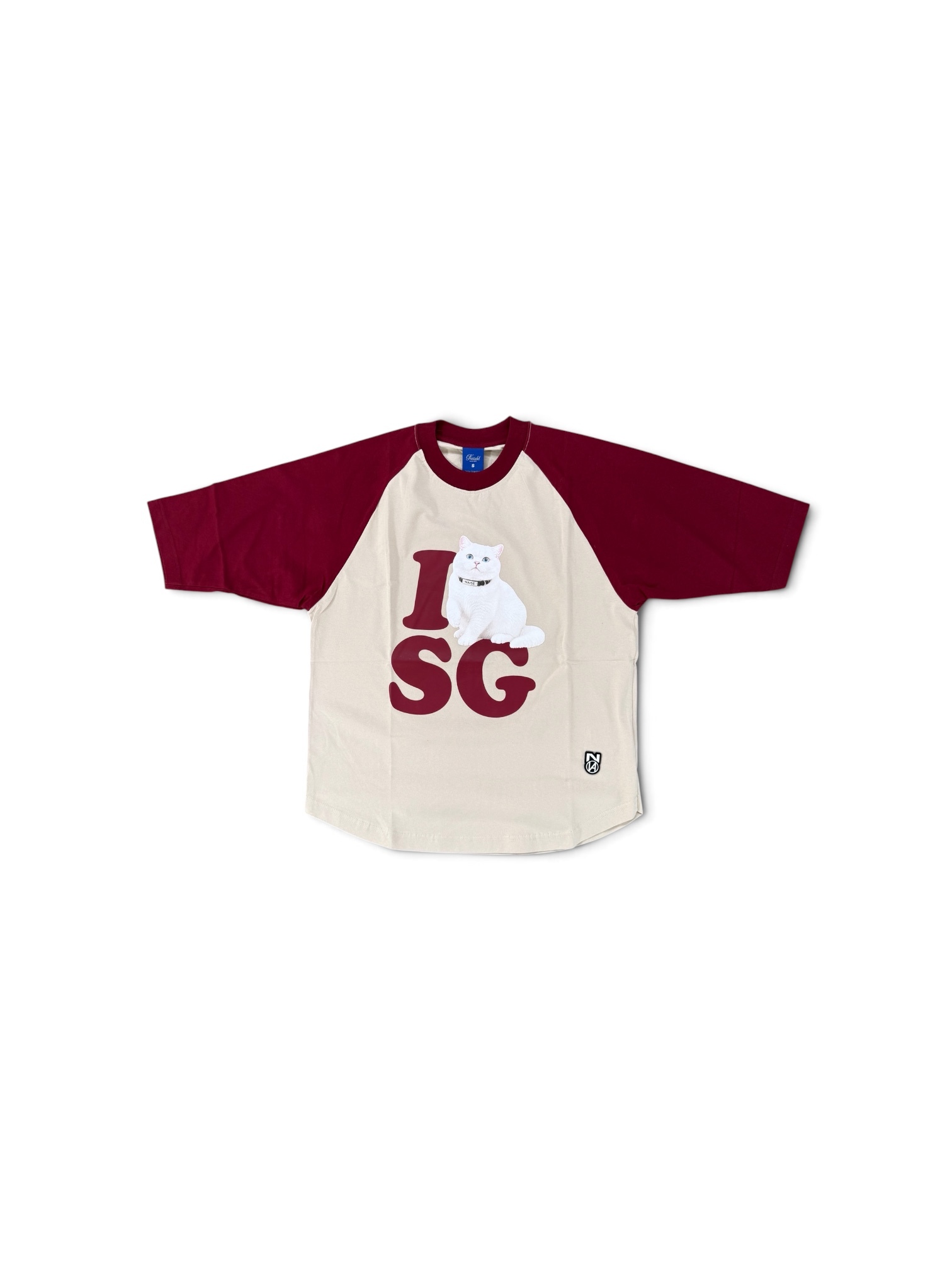 I LOVE SG RAGLAN MAROON BEIGE 1