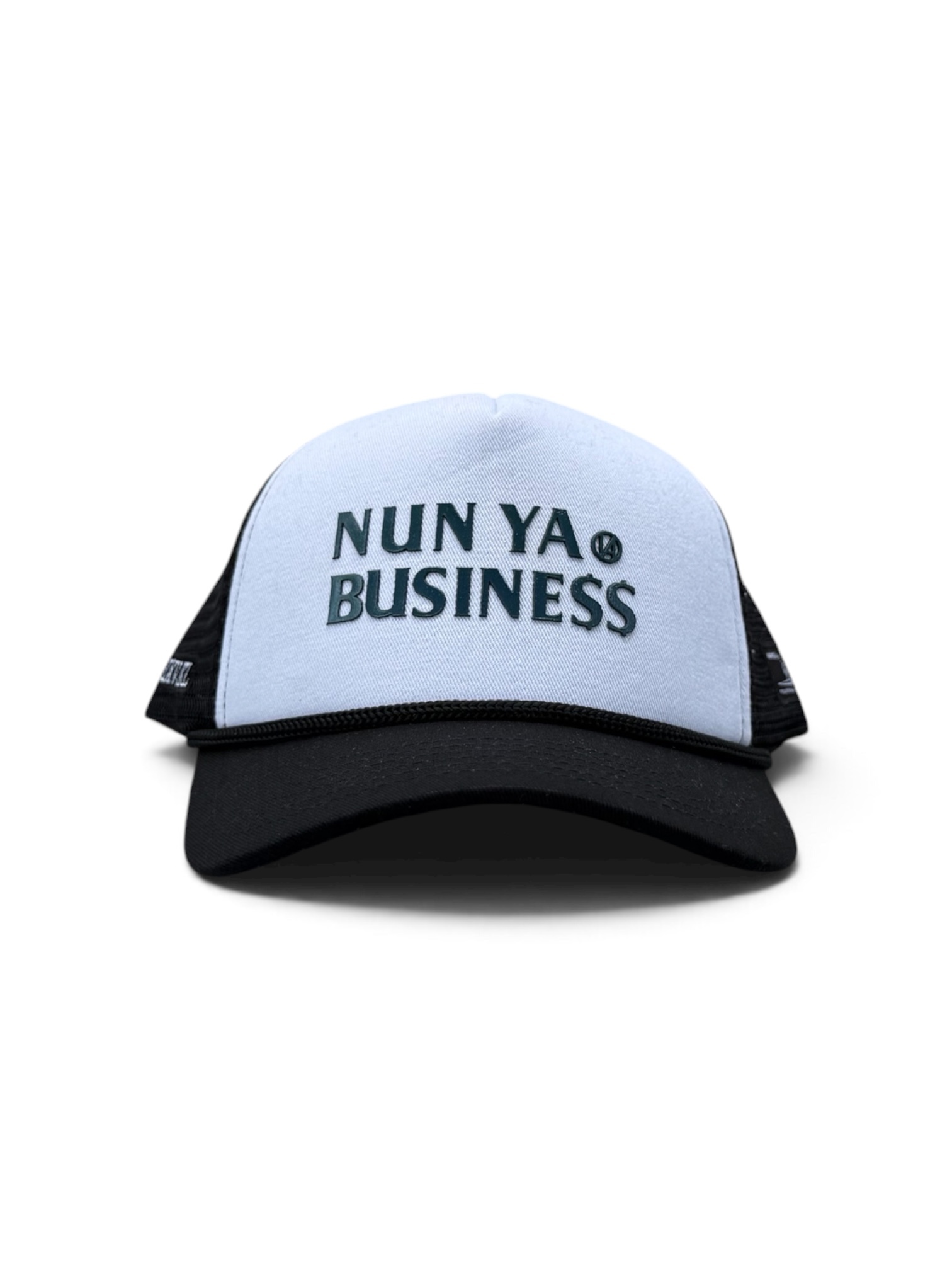 NUN YA TRUCKER CAP BLACK WHITE 1