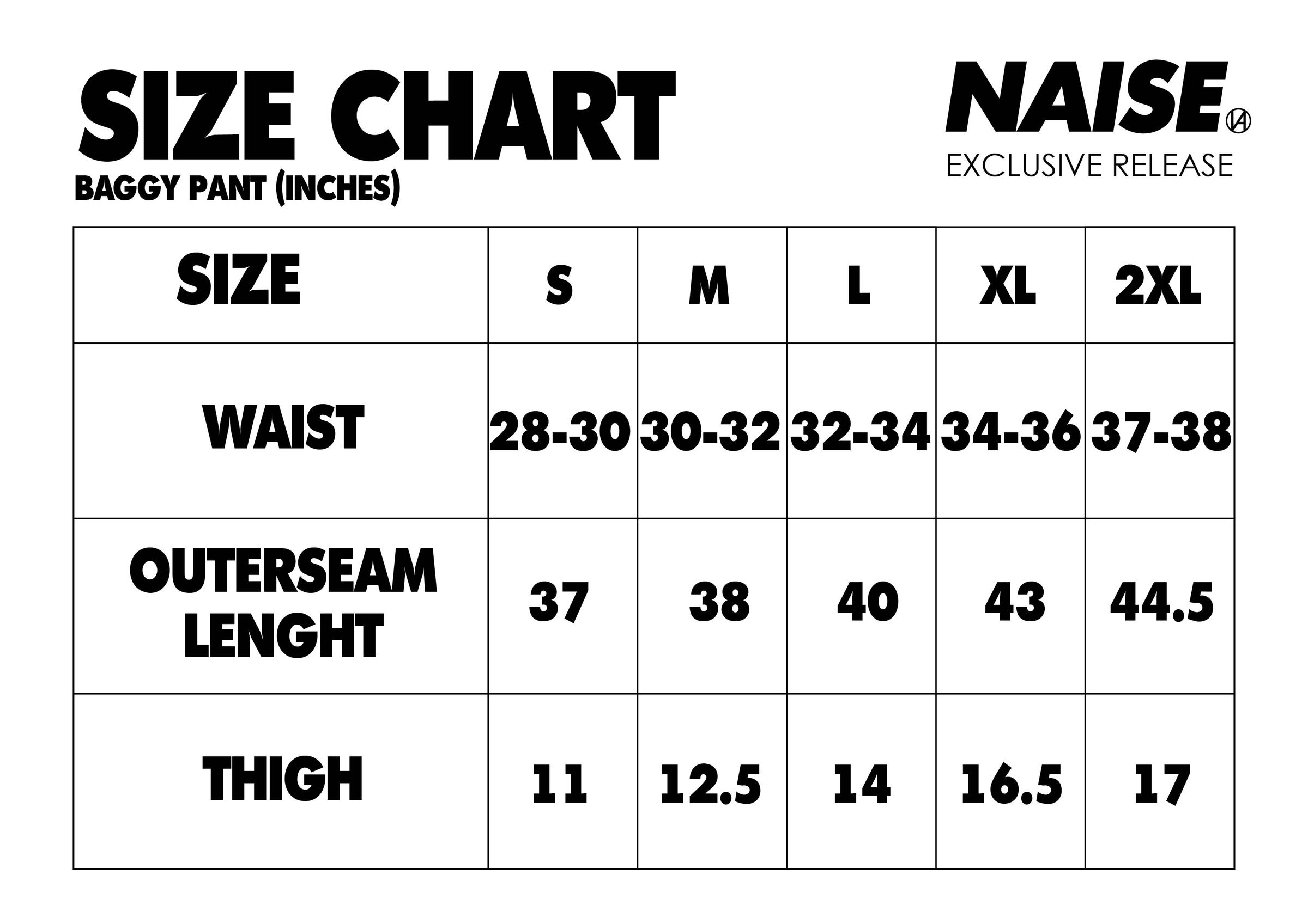 size chart BAGGY PANT