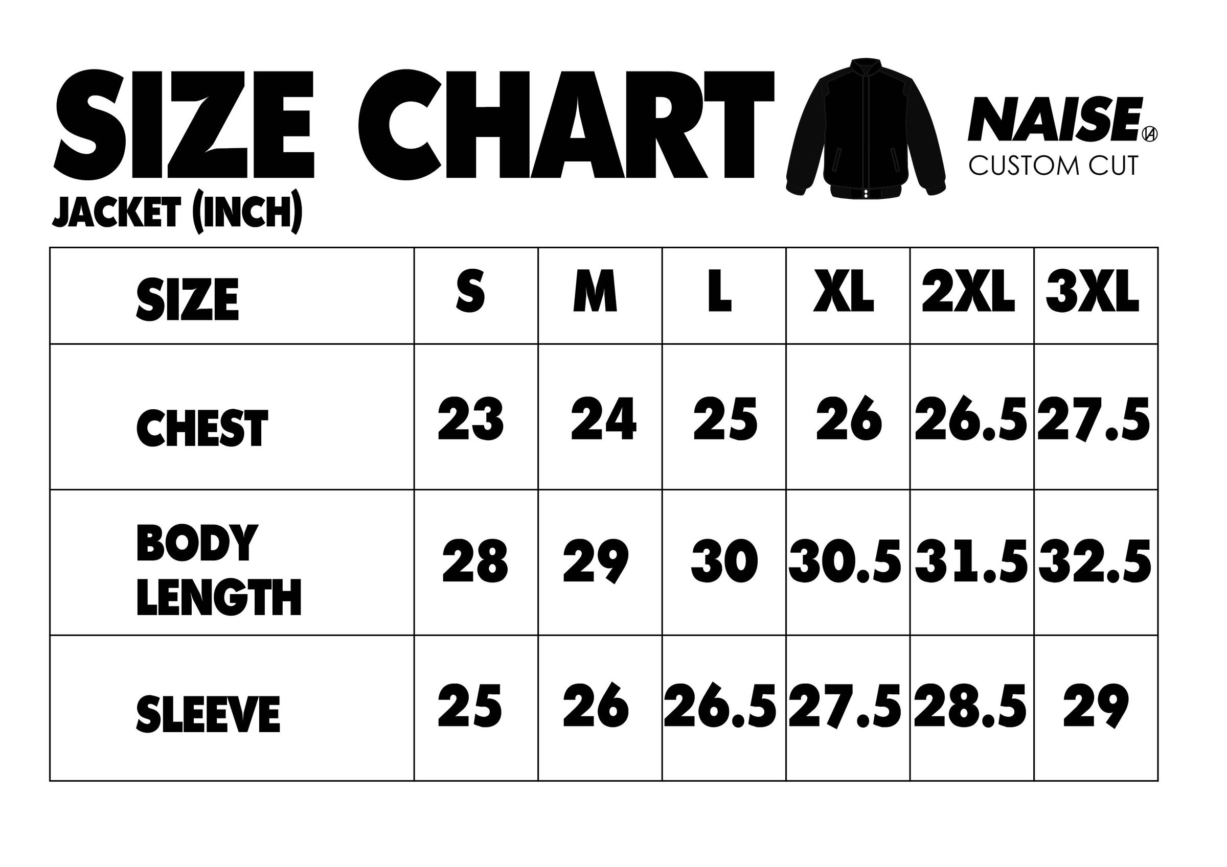 size chart jaket 2022