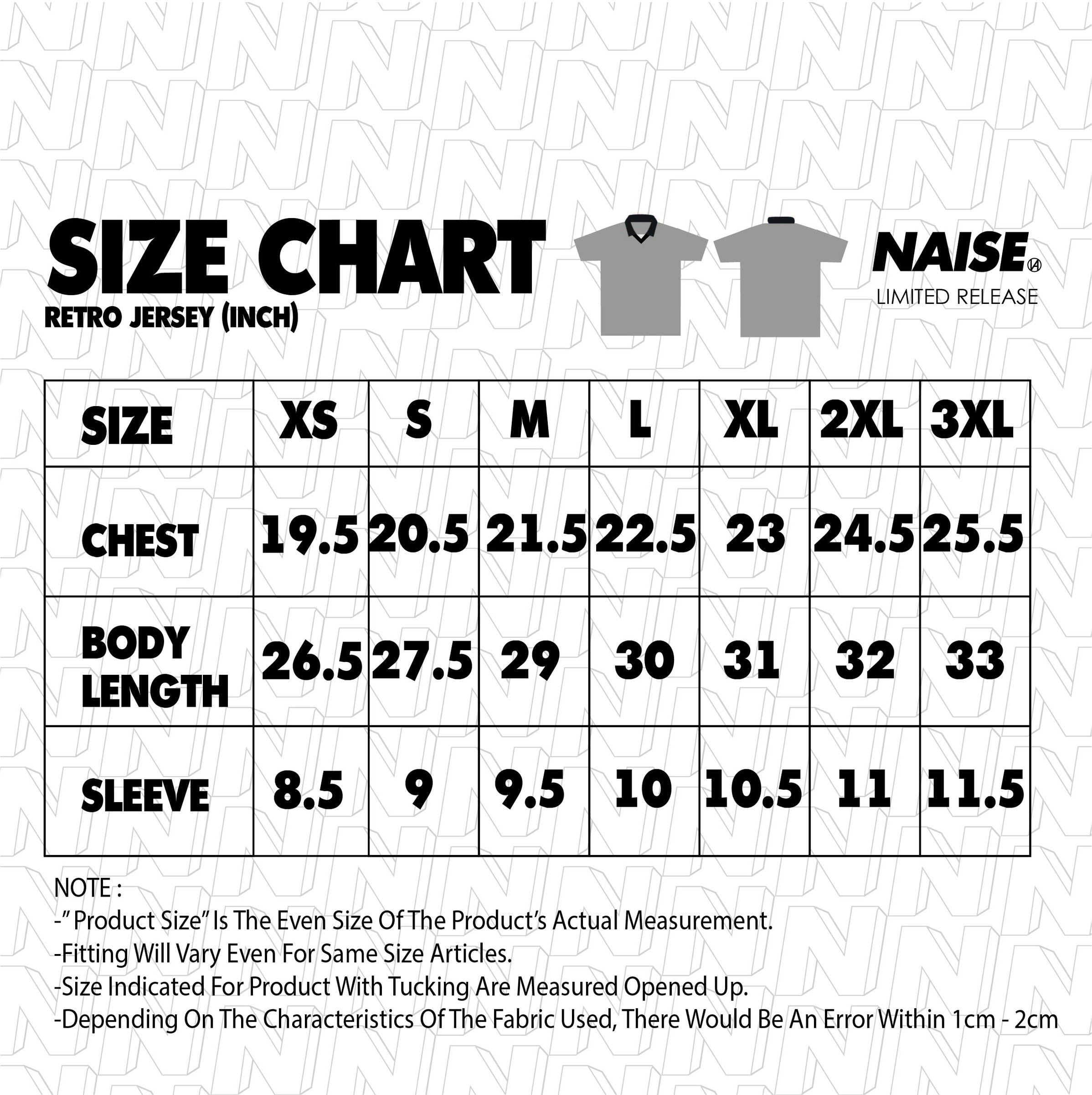 SIZE CHART JERSEY MUQRIE 2023 NOTE INCLUDED