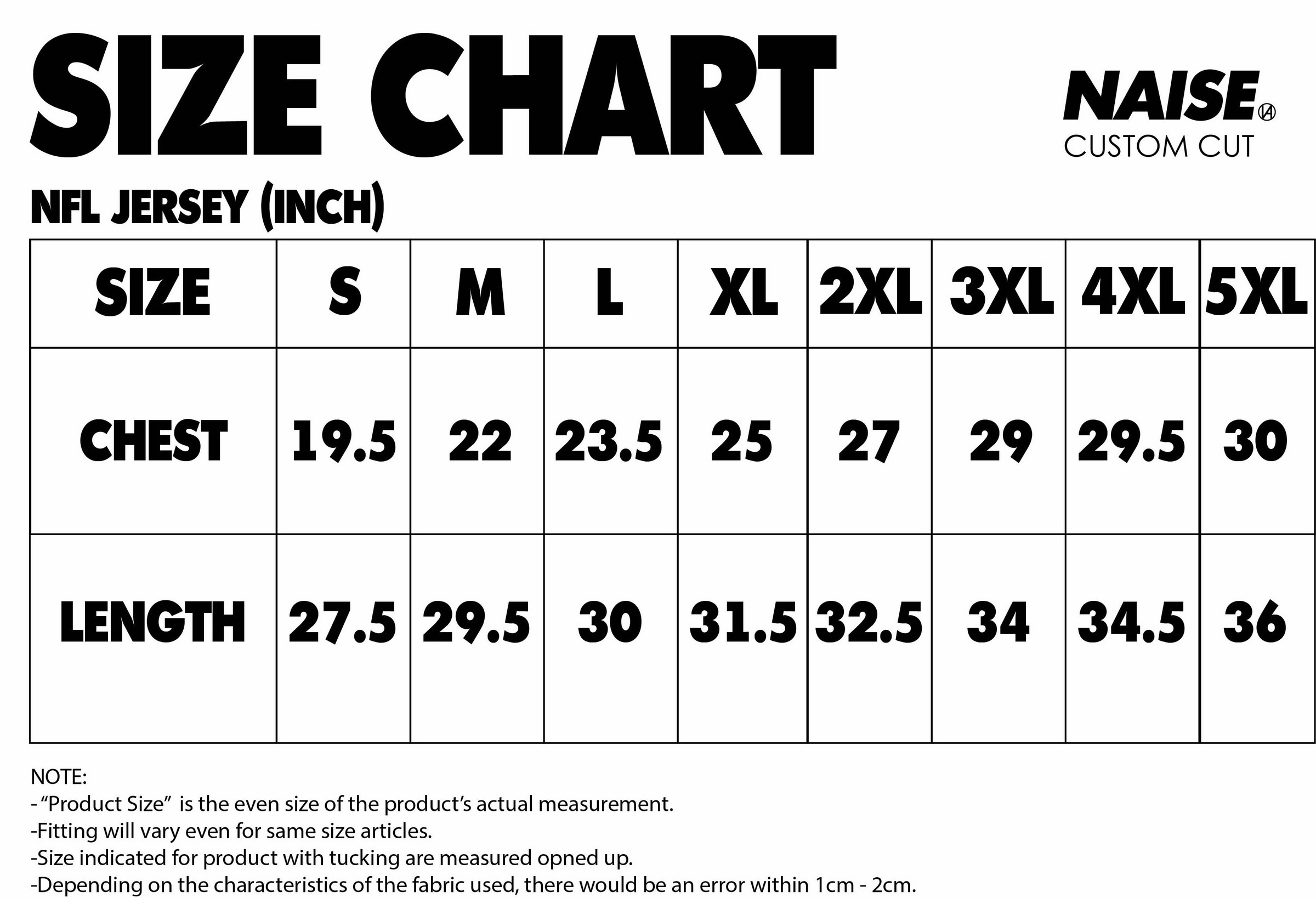 SIZE CHART NFL JERSEY 2024 MUQRIE NOTE INCLUDED ( NO PICTURE YET )