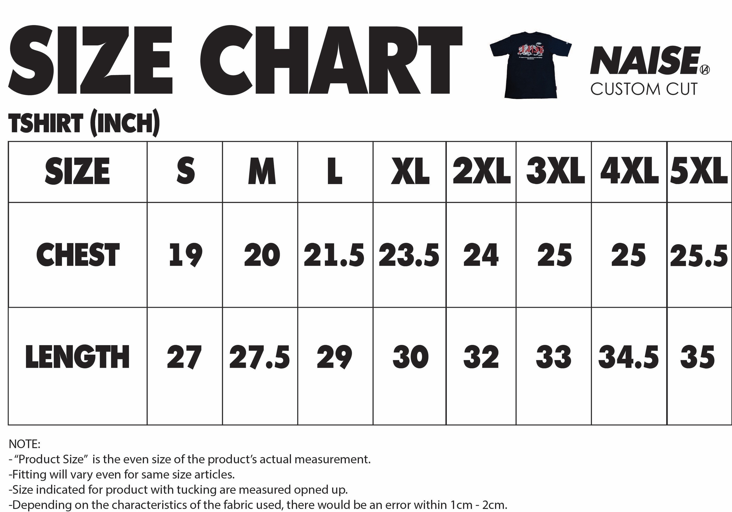 SIZE CHART TSHIRT CHINESE NEW YEAR 2024 NOTE INCLUDED