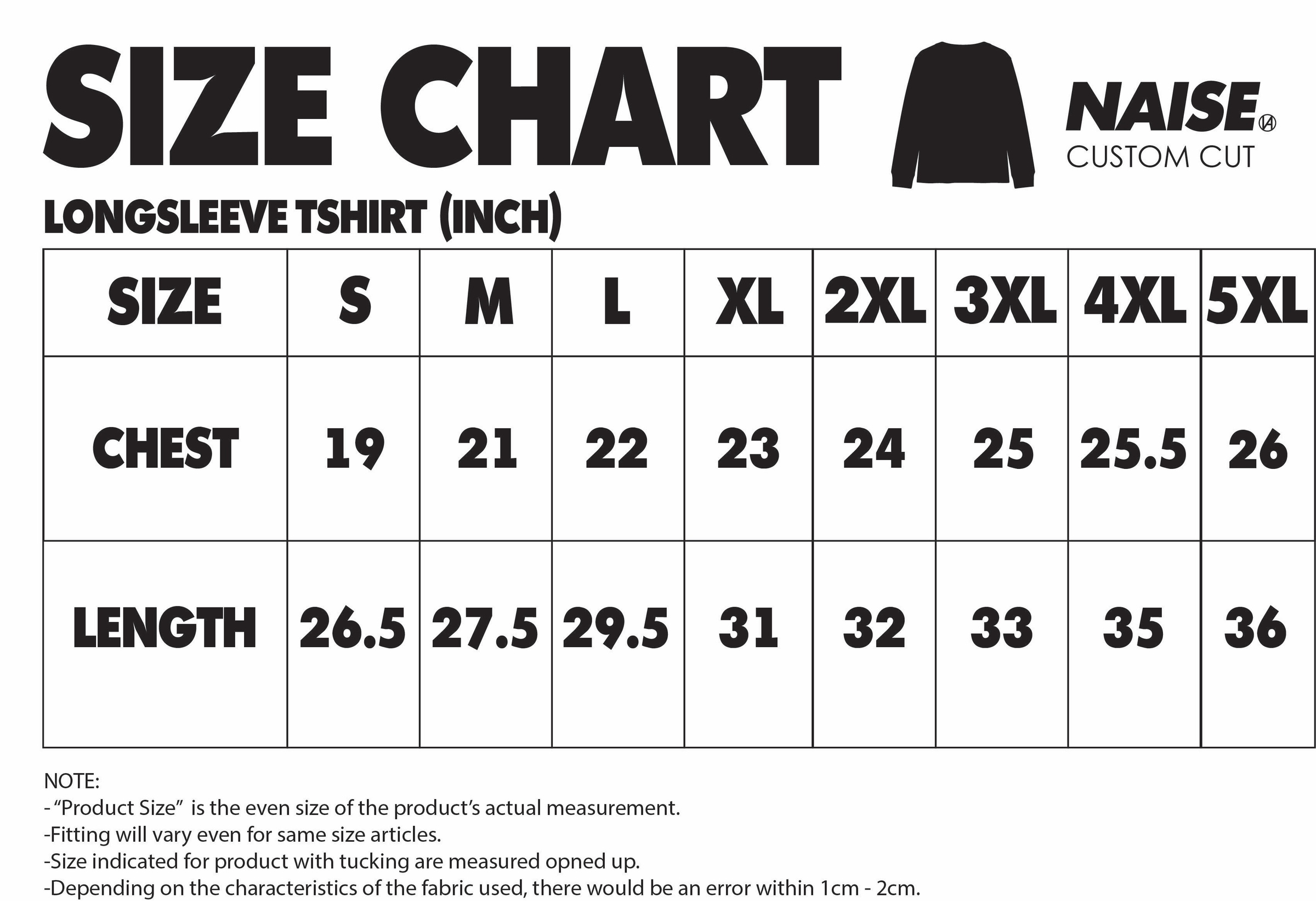 SIZE CHART LONGSLEEVE BUMPER RAYA 2024 MUQRIE NOTE INCLUDED