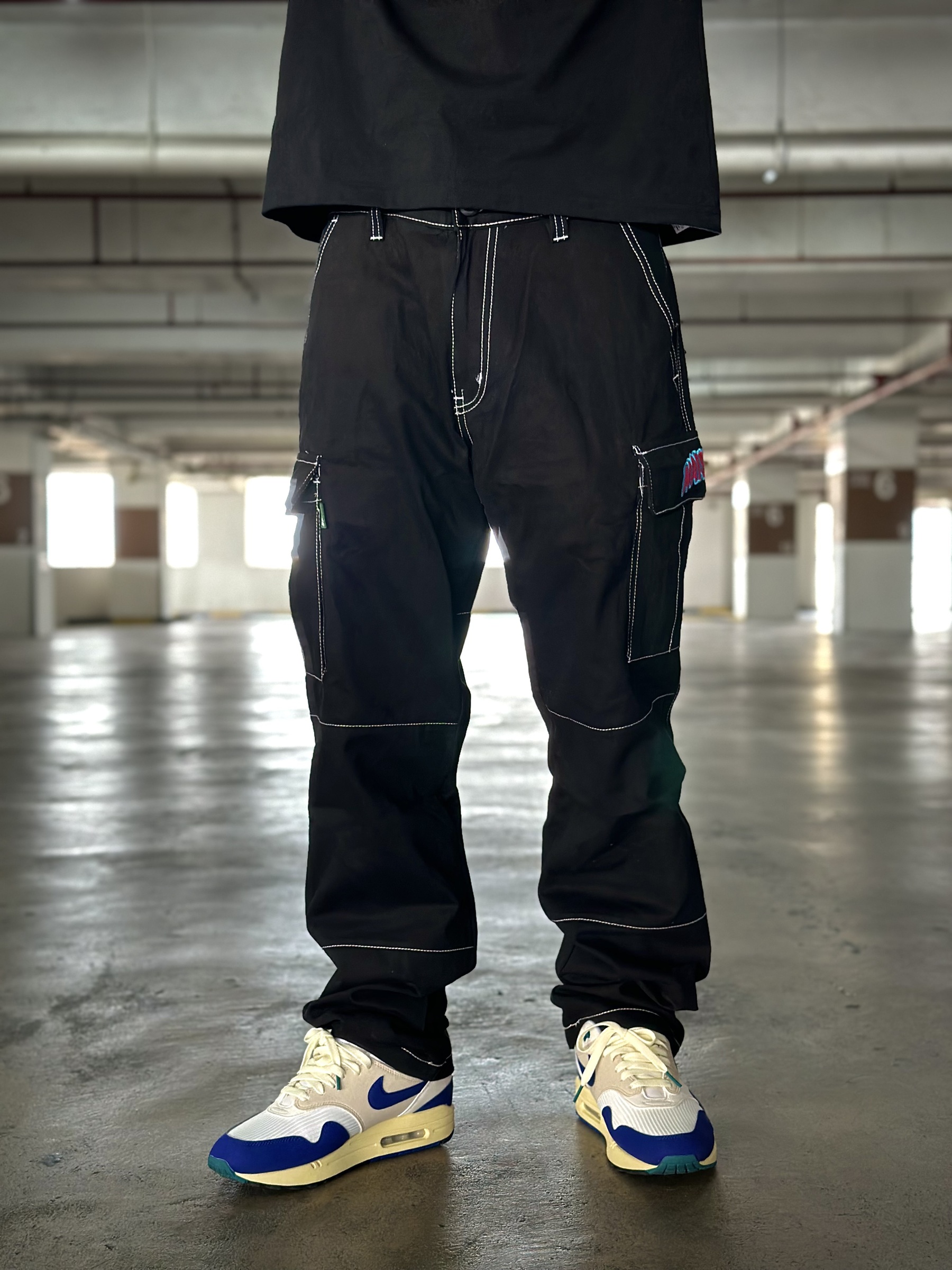 Cargo pants black and white best sale