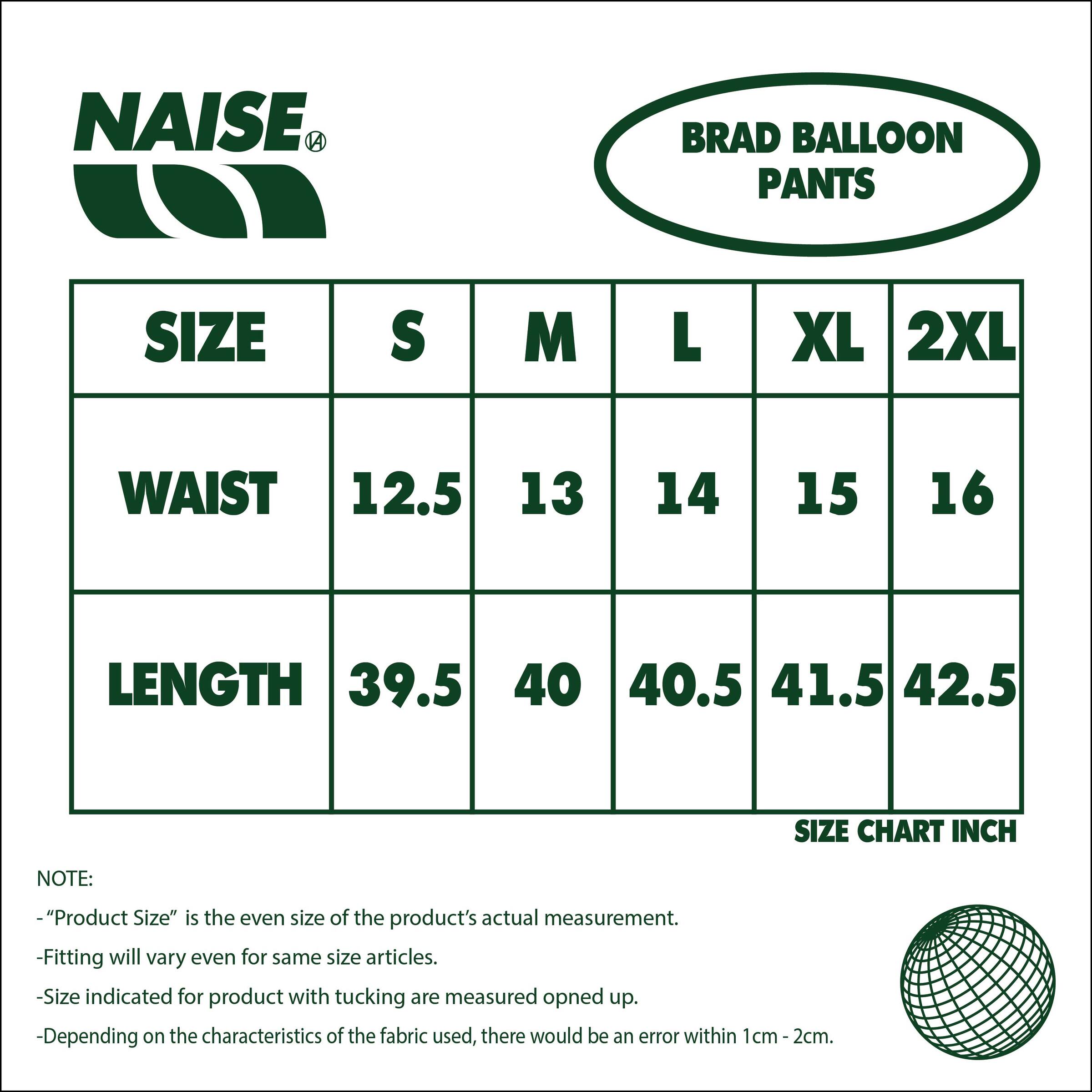 BALLOON PANTS SIZE CHART 2025