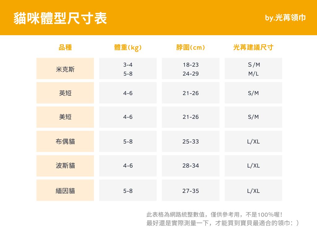 貓咪尺寸表