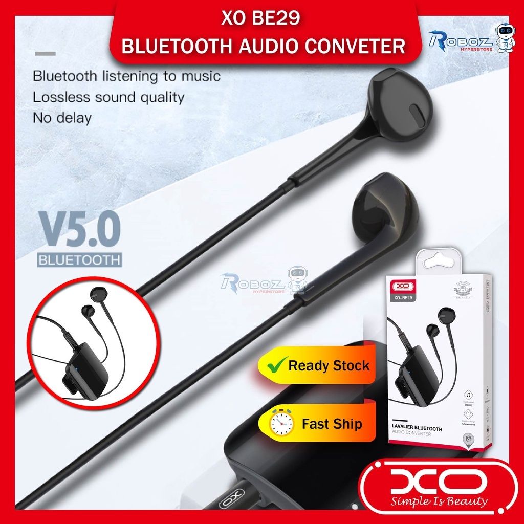 XO Clip-on Bluetooth Audio Converter for Wired Earphones with 3.5mm Jack  Earphones