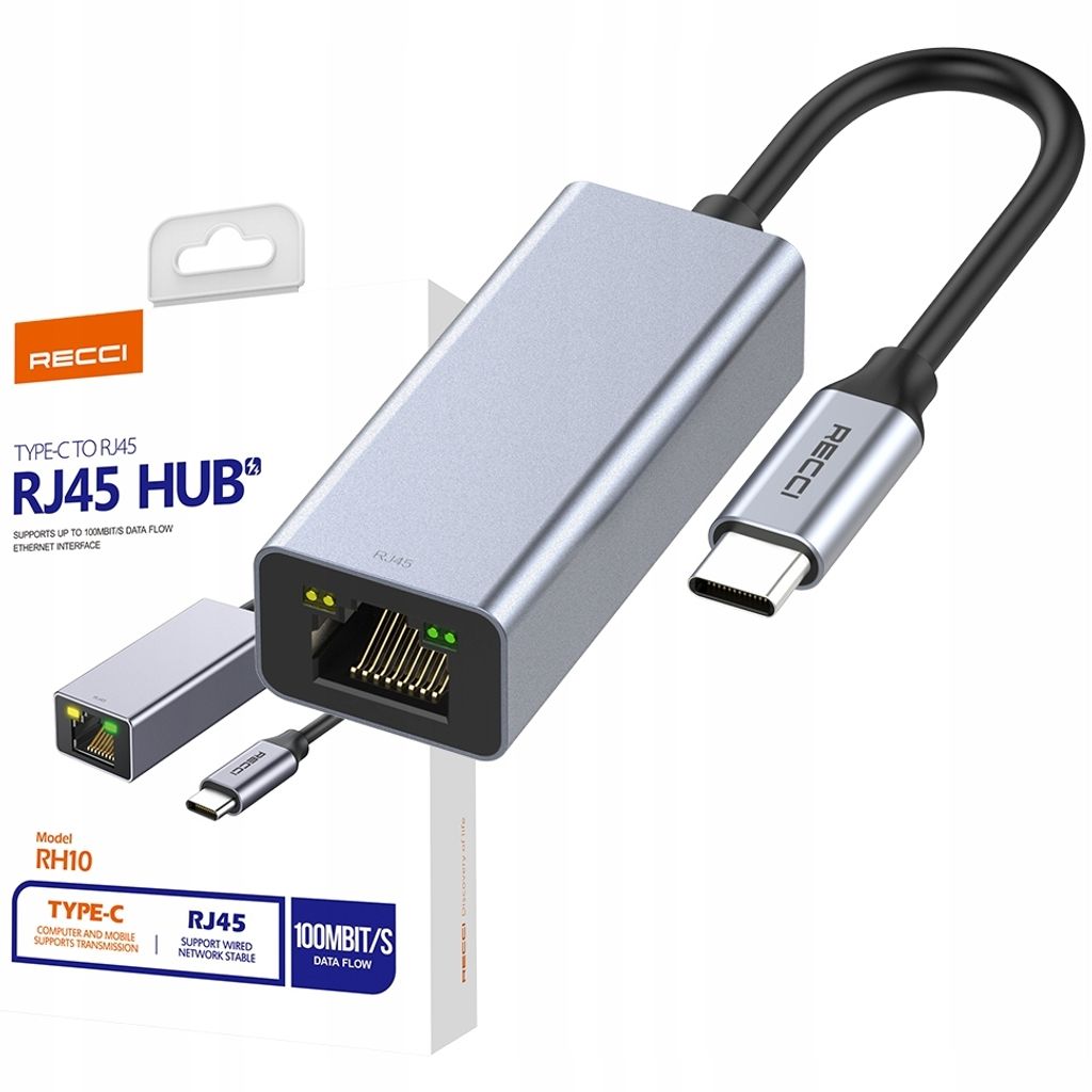 ADAPTER-PRZEJSCIOWKA-HUB-USB-C-do-KARTA-SIECIOWA-RJ-45-100MB-RECCI