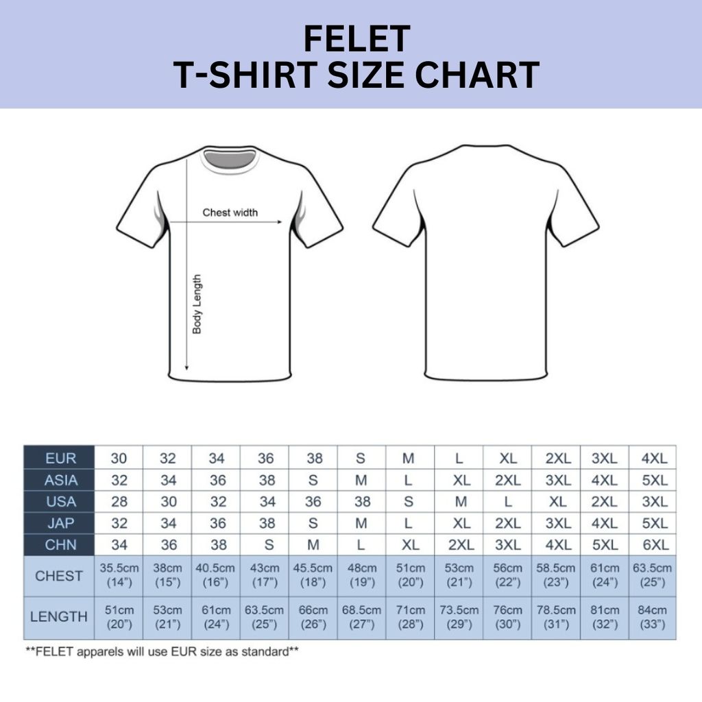 Felet T Size Chart