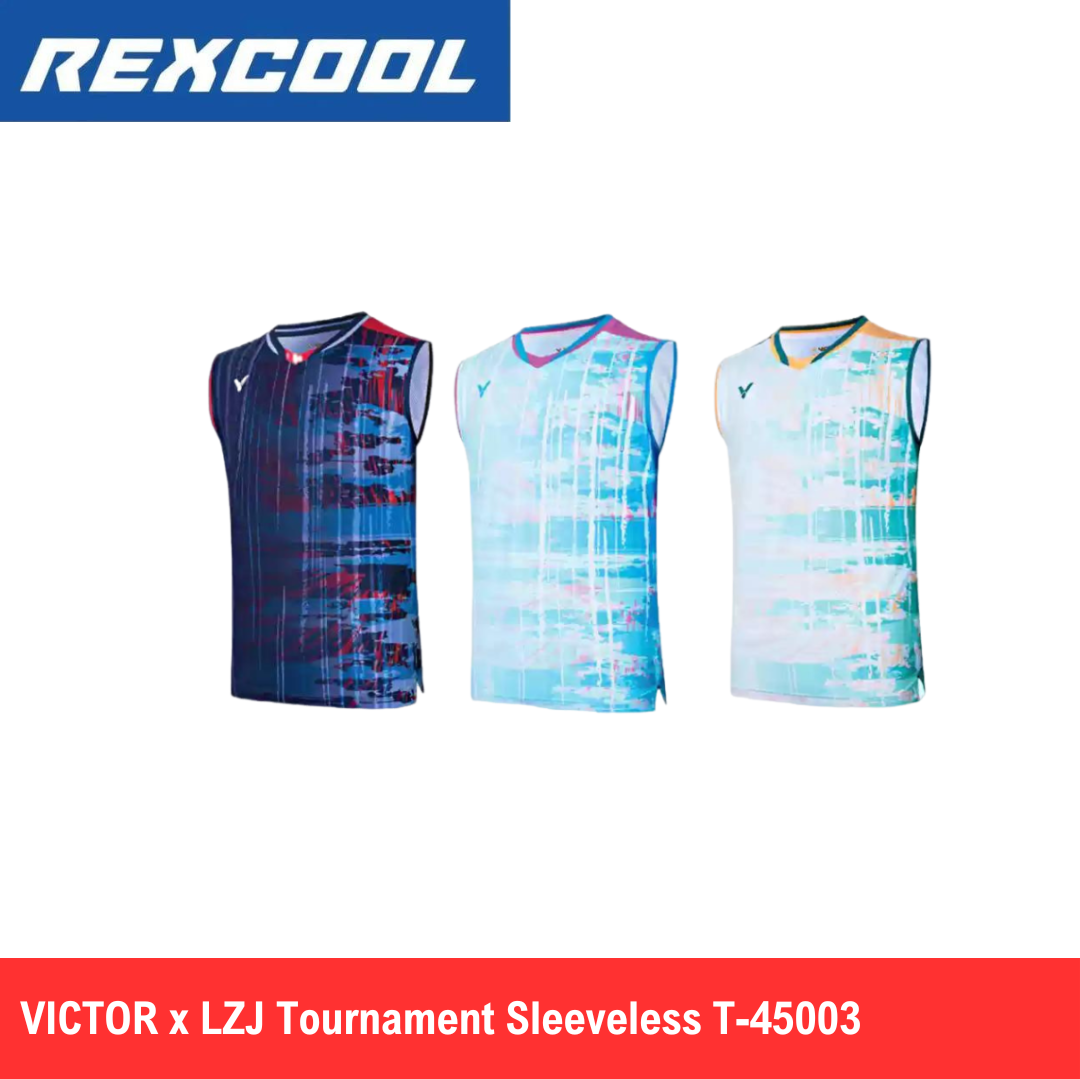 Victor ノースリーブシャツ ホワイト/ブルー VICTOR LZJ Tournament Sleeveless Top T-50008 White/Blue | Lee Zii