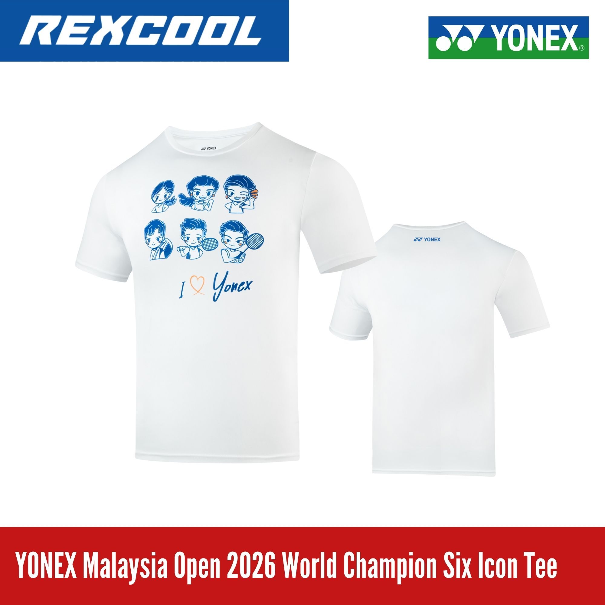 【新品✨】ヨネックス マレーシアオープン マレーシア代表 L ホワイト/白 YONEX Malaysia Open 2026 World Champion Six Icon Tee – Rexcool Sports