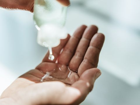 using hand washing gel doing disinfection