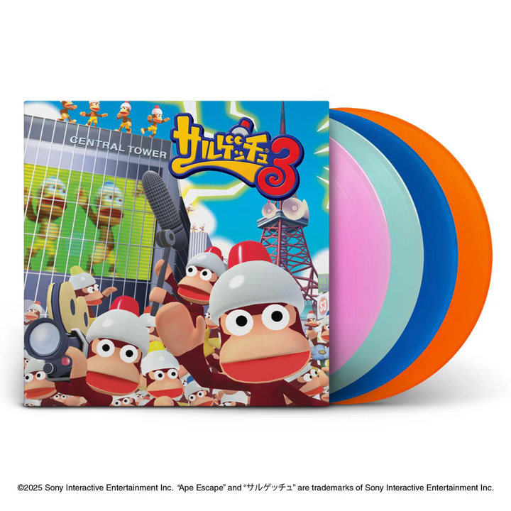 捉猴啦 3 - Soichi Terada: Ape Escape 3 【原聲帶｜精裝版】（黑膠唱片 4LP） 封面