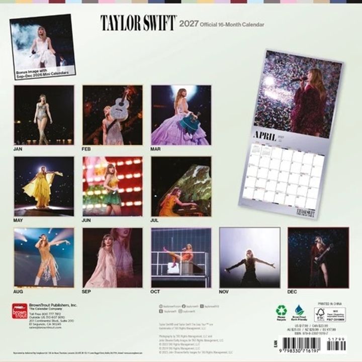 泰勒絲 Taylor Swift - Calendar 2027 【壁掛式年曆】（官方周邊） 內頁 1