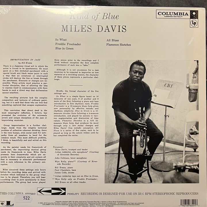 Miles Davis-Kind of Blue (藍色限量彩膠 LP) 內頁 1