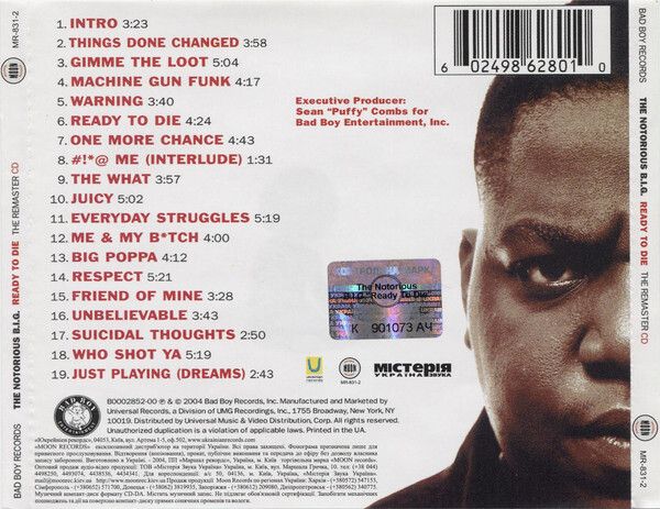 CD『聲名狼藉先生』The Notorious B.I.G.(Biggie)- Ready To Die 內頁 1