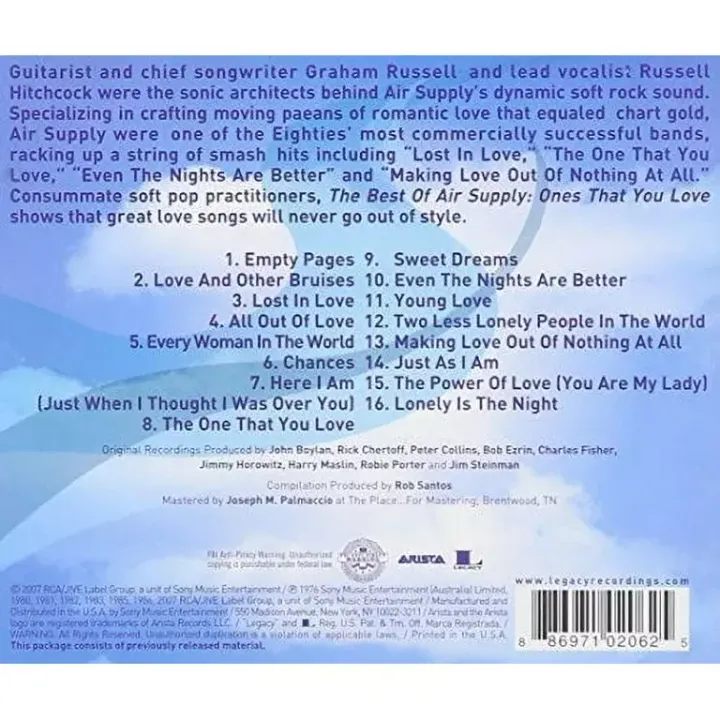 空中補給 Air Supply - 迷失在愛裡 Lost in Love（CD） 內頁 1