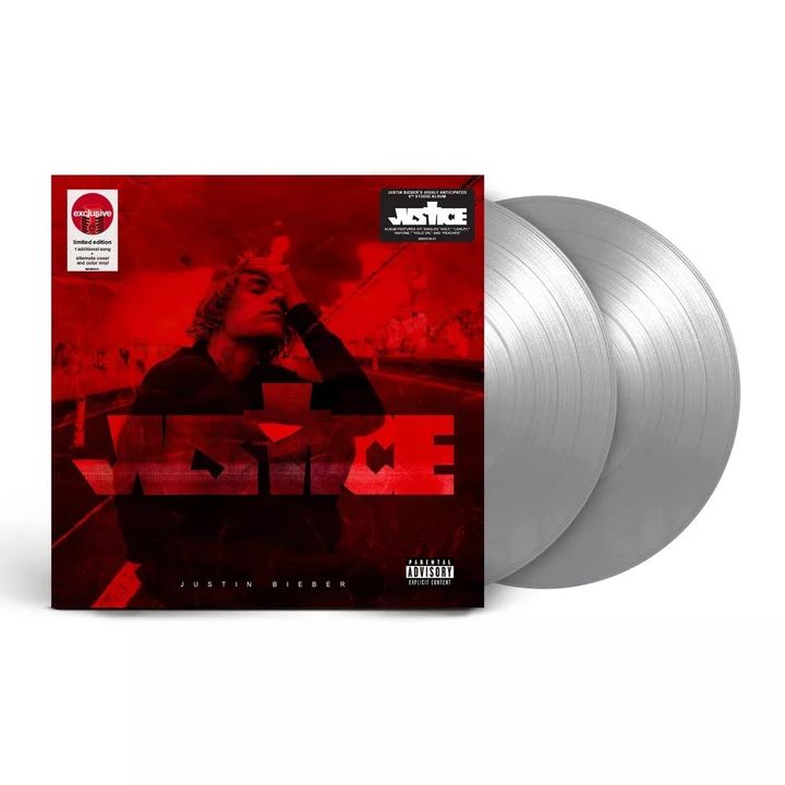 小賈斯汀 Justin Bieber- Justice（獨家款銀色彩膠｜黑膠唱片 2LP） 封面