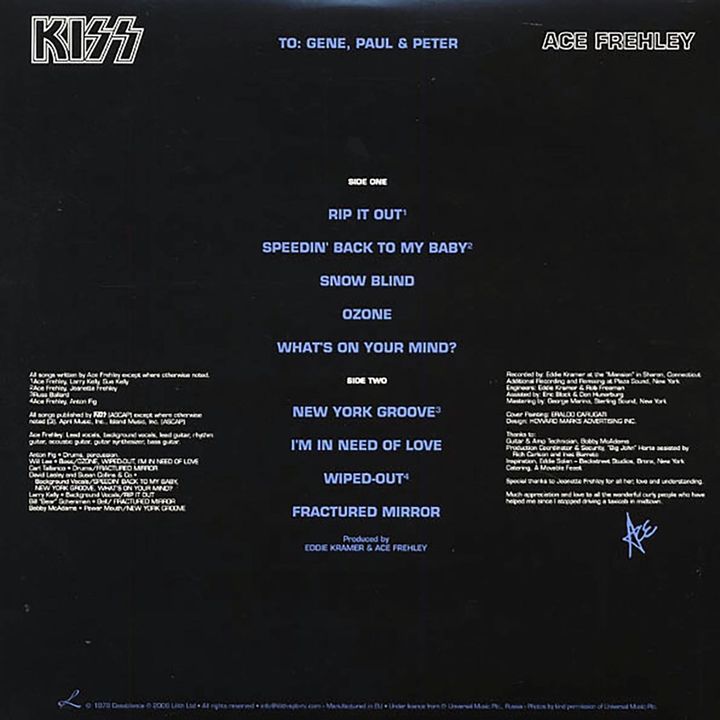 [活動商品｜請在粉專留言才可下單] 接吻合唱團 Kiss - Ace Frehley（圖片彩膠｜黑膠唱片 LP） 內頁 1