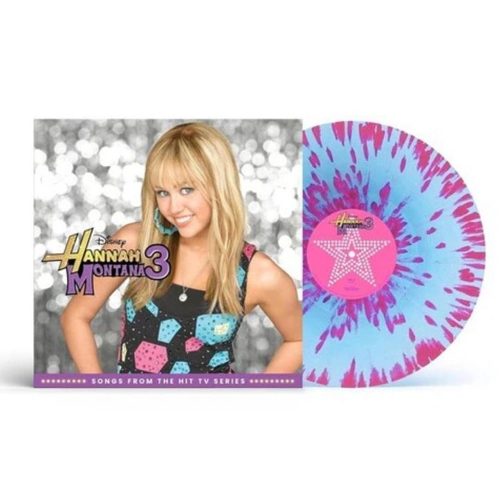 孟漢娜 Hannah Montana 3 【藍粉潑墨膠｜原版卡司】（黑膠唱片 LP） 封面