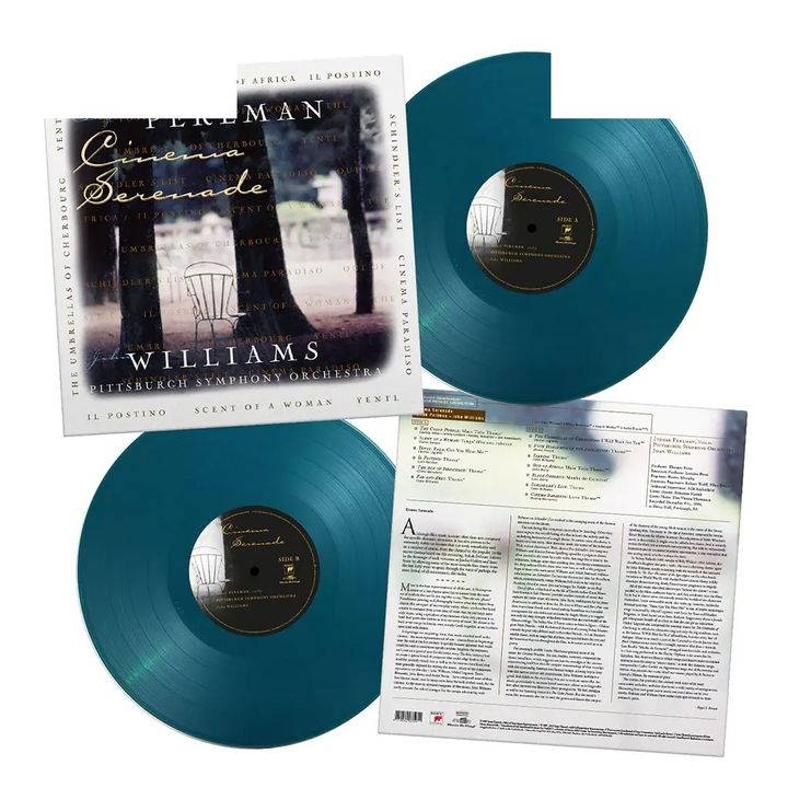 帕爾曼的電影琴聲 Cinema Serenade 精選合輯 【 藍色彩膠｜Itzhak Perlman & John Williams 】（黑膠唱片 LP） 封面