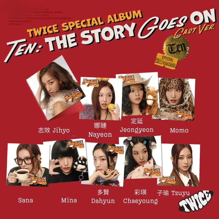 TWICE - 10週年特別專輯 TEN：THE STORY GOES ON 【CAST 版】（CD） 封面