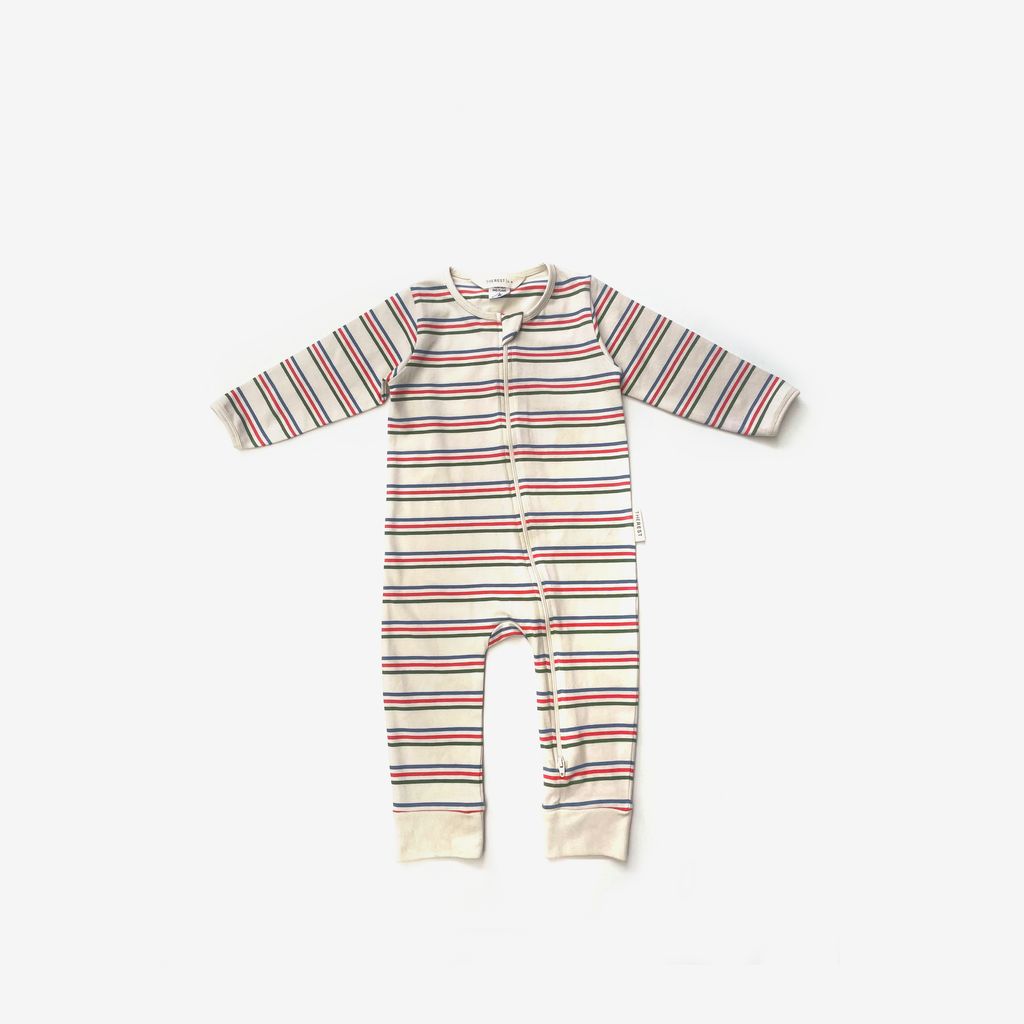 multi stripe zipsuit