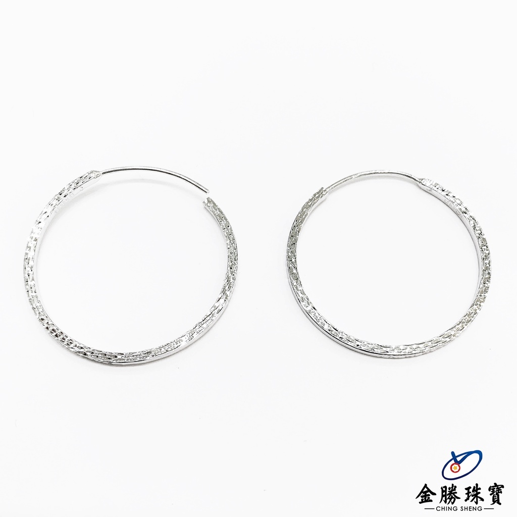 李朝 白磁    金海 耳盃 金勝珠寶】 白金耳環｜圓圈式流線時尚氣質– 金勝珠寶銀樓｜實在