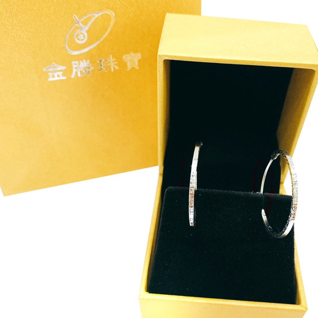 李朝 白磁    金海 耳盃 金勝珠寶】 白金耳環｜圓圈式流線時尚氣質– 金勝珠寶銀樓｜實在