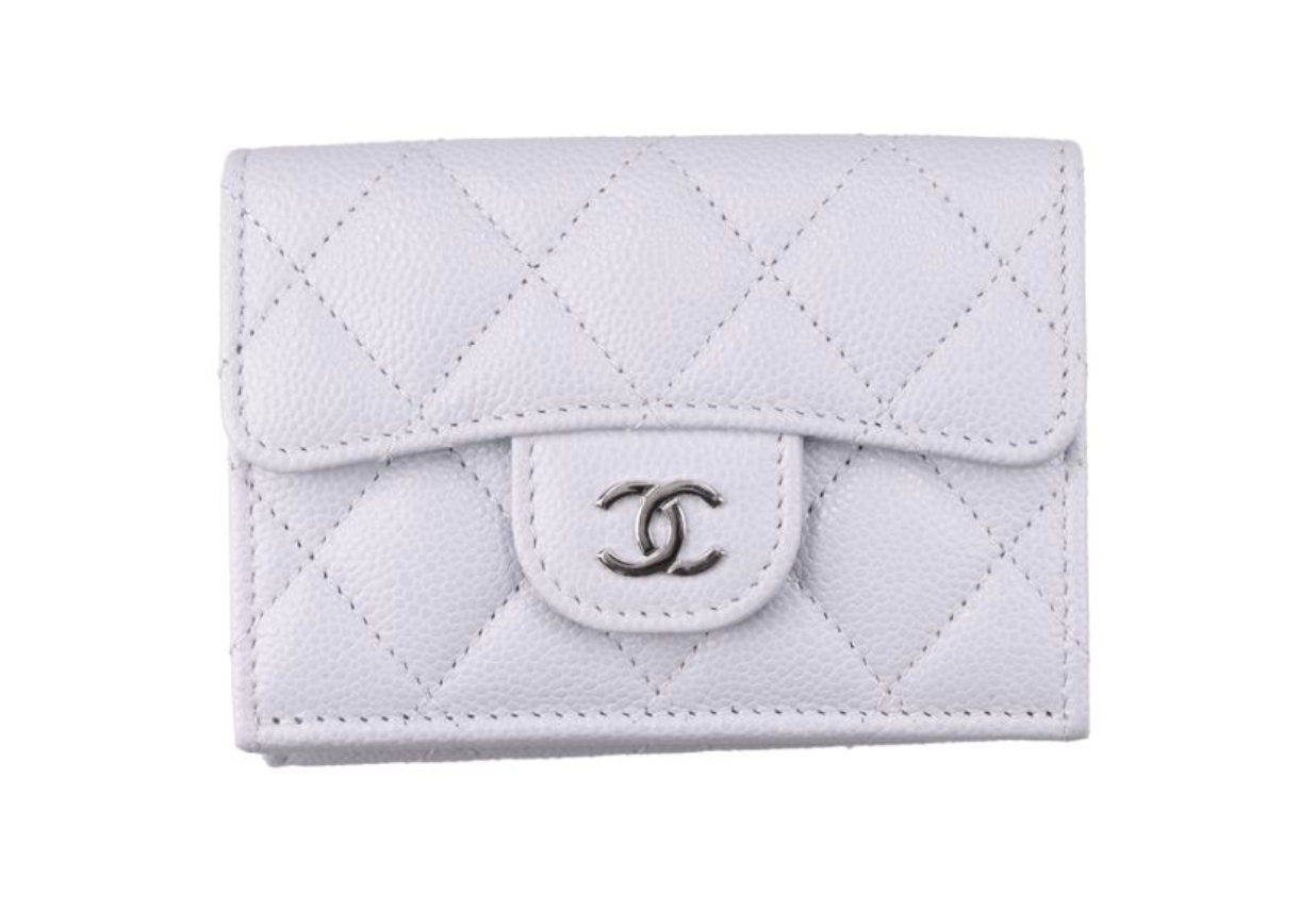 （加購品）CHANEL 香奈兒 荔枝紋 小牛皮 口蓋三折短夾 AP02300