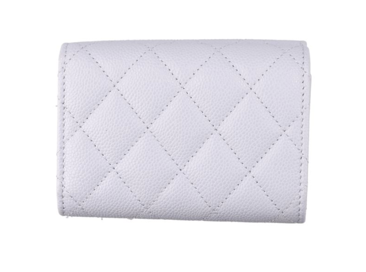 (加購品)CHANEL 香奈兒 荔枝紋 小牛皮 口蓋三折短夾 AP02302