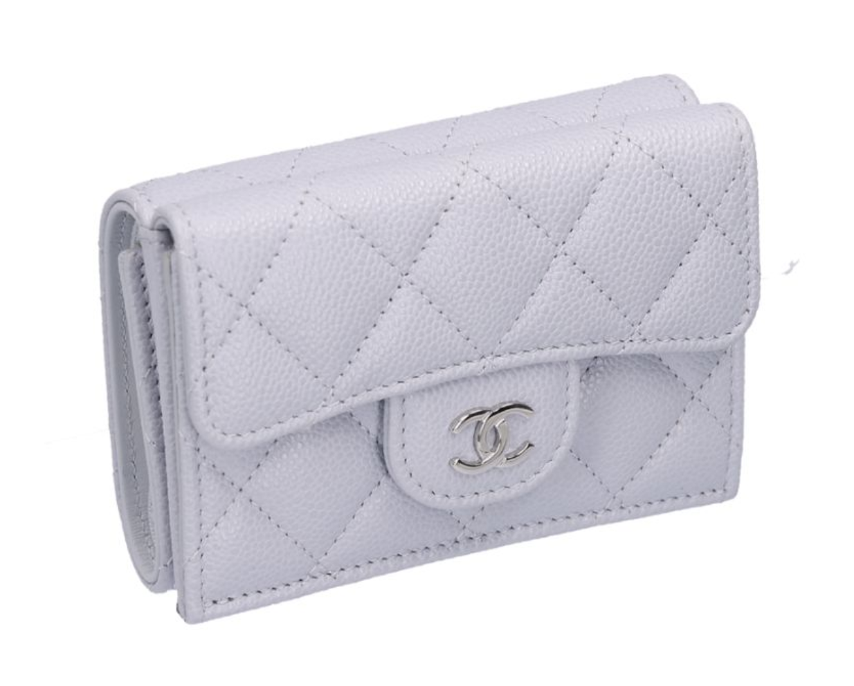（加購品）CHANEL 香奈兒 荔枝紋 小牛皮 口蓋三折短夾 AP02305