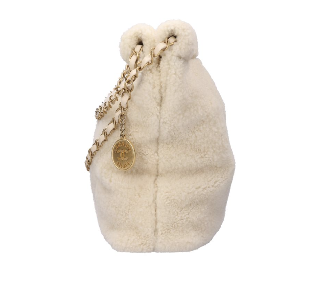 CHANEL 香奈兒 米色 剪羊毛 22 Bag 小號 AS32603