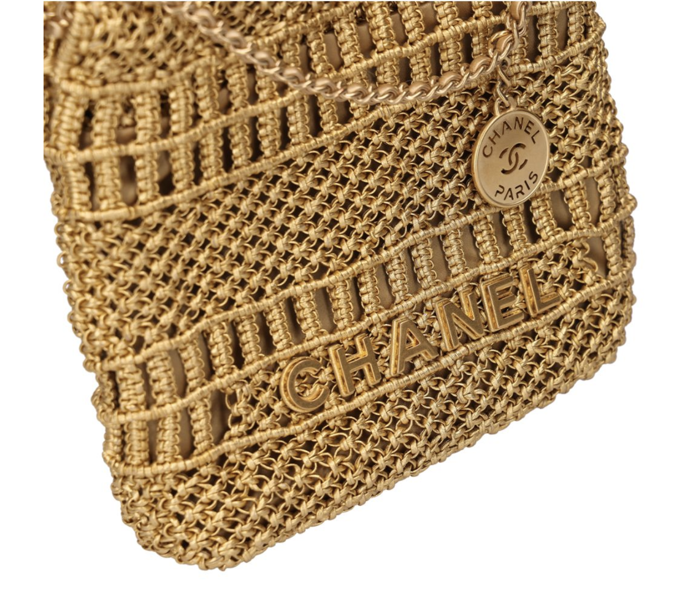 CHANEL 香奈兒 迷你 22 Bag Métiers d'Art 工坊系列 金色 AS39806