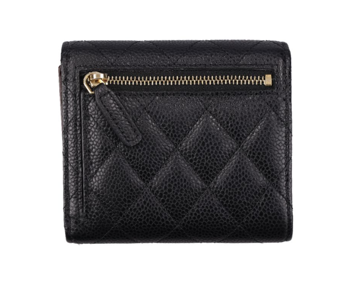 （加購品）CHANEL 香奈兒 荔枝紋牛皮短夾 黑金 AP02311