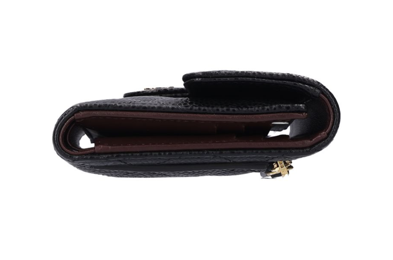（加購品）CHANEL 香奈兒 荔枝紋牛皮短夾 黑金 AP02314