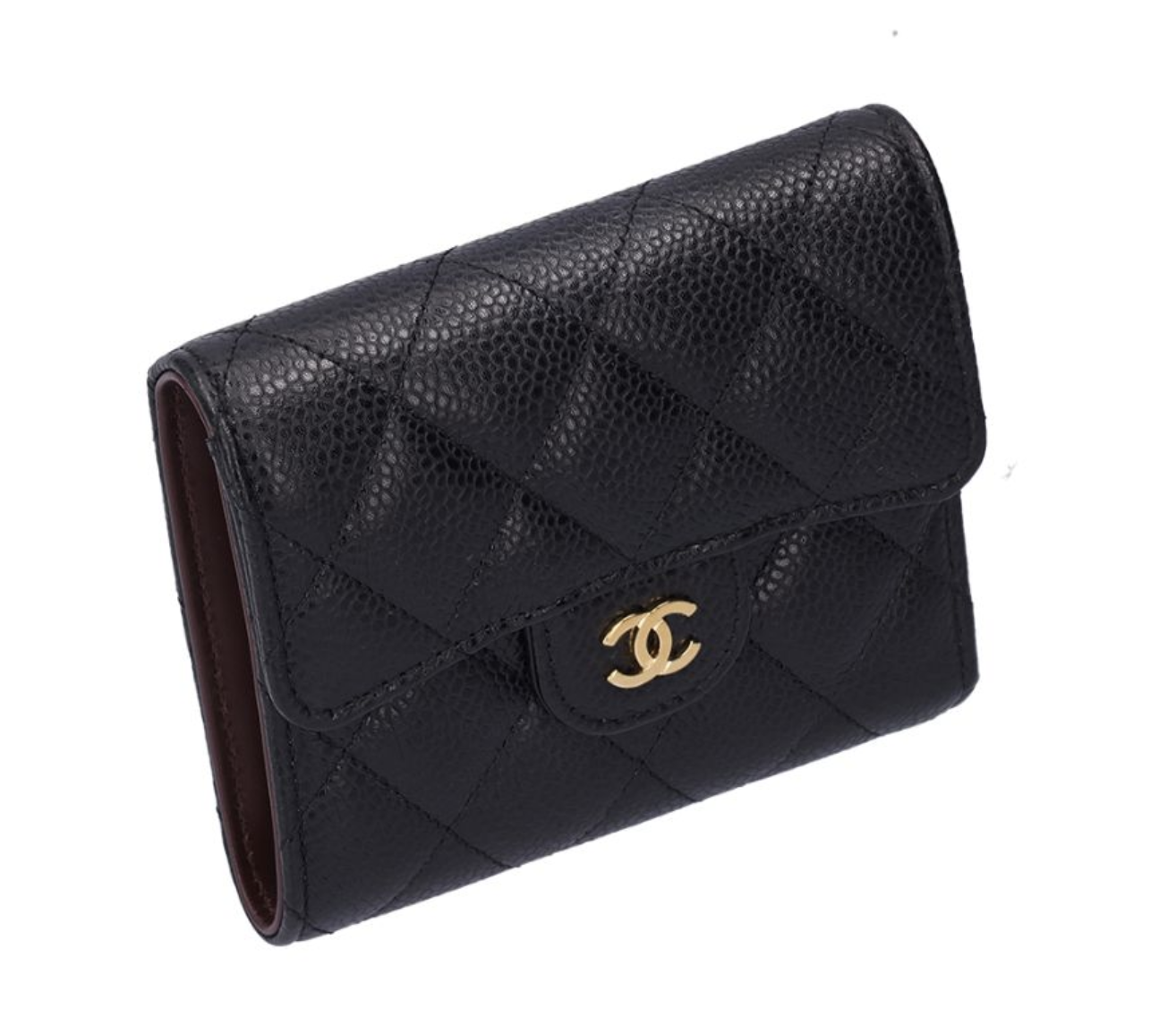 （加購品）CHANEL 香奈兒 荔枝紋牛皮短夾 黑金 AP02315