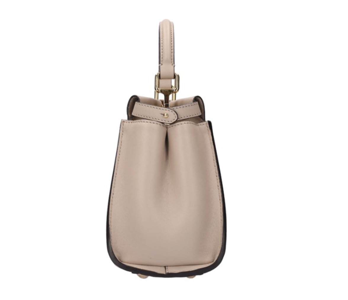FENDI 芬迪 Peekaboo 迷你皮革肩背包 奶茶金 8BN2443